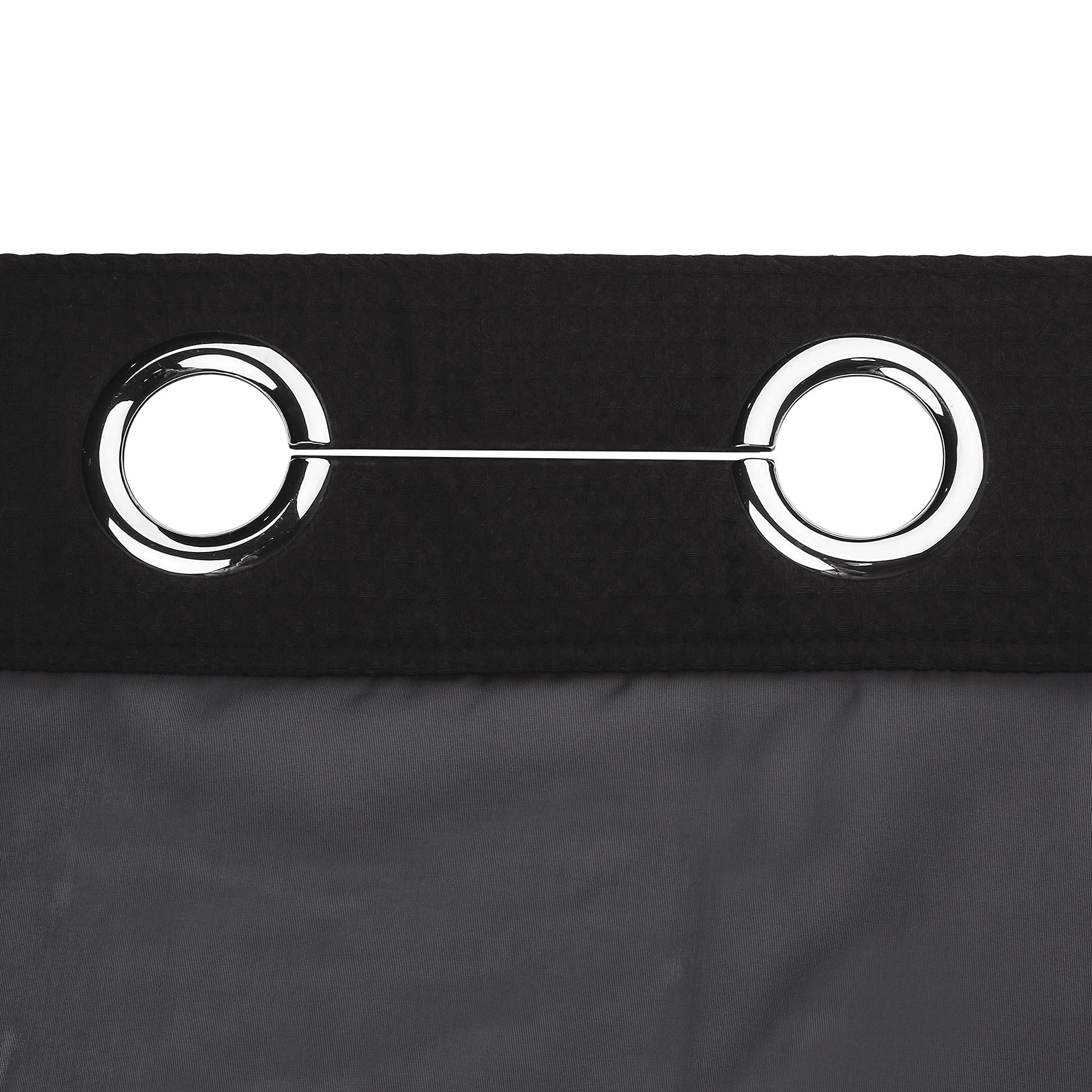 River Dream Black Fabric Shower Curtain Set - Cotton Blend Waffle Weave with Snap-in Replacement Liner (71x86 inches) for Bathroom Decor & Spa-Like Shower Experience