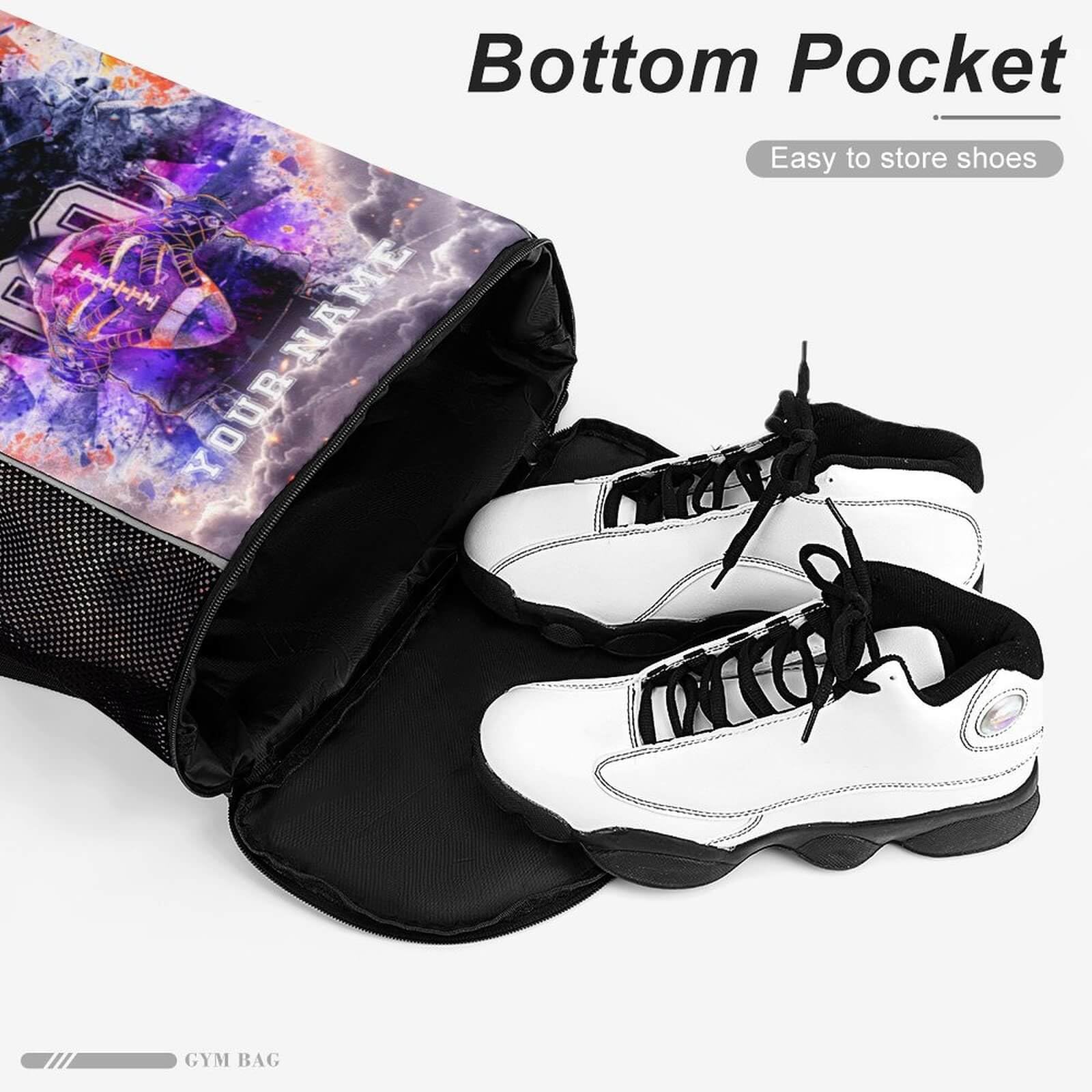Custom Football Drawstring Backpack - Lightweight Foldable Sports Bag with Pockets for Kids, Women & Men - Perfect for Gym, School, Travel & Outdoor Activities