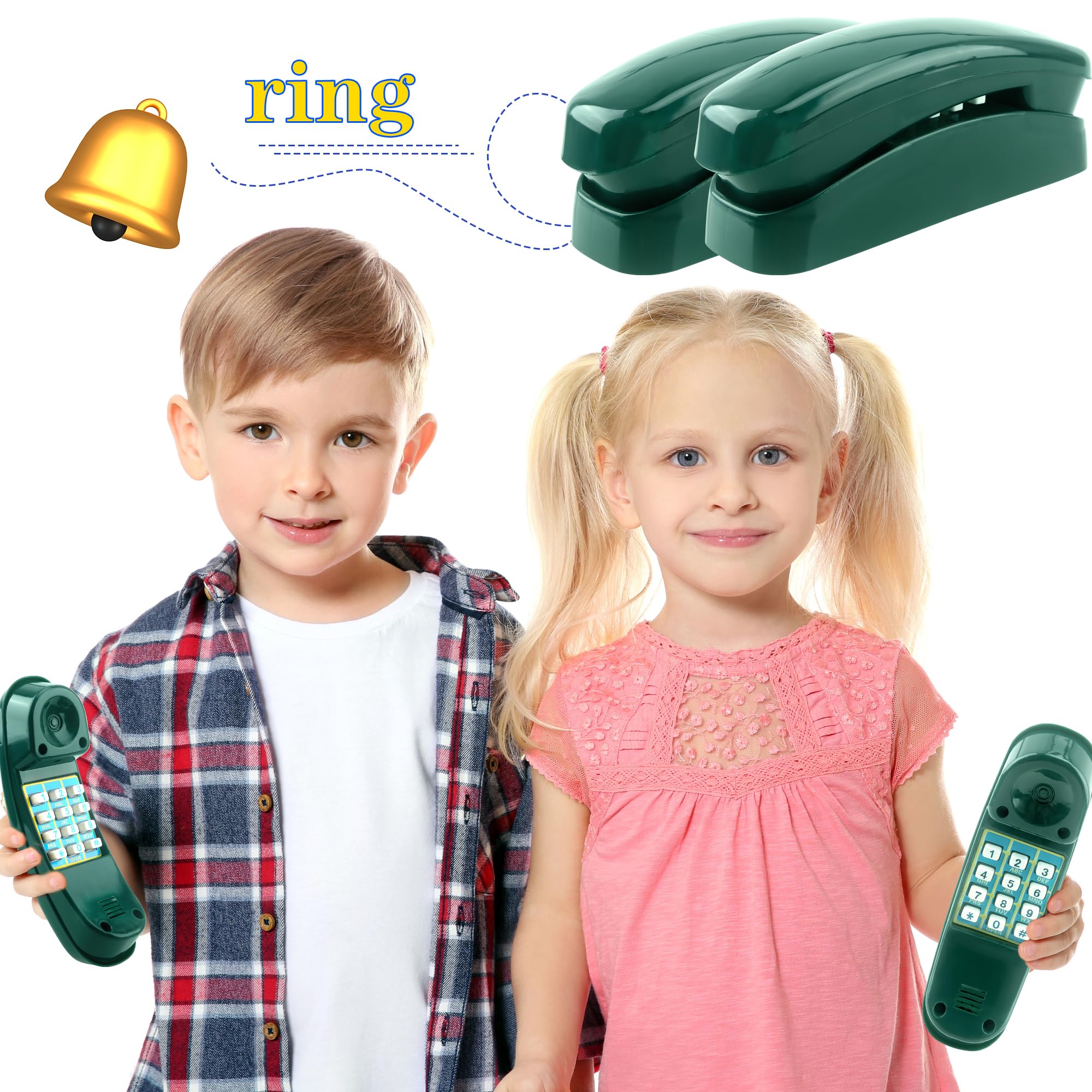 Kids Outdoor Playground Swing Set Pretend Telephone Toy with Numeric Key - Green Treehouse Jungle Gym Accessory for Imaginative Play & Backyard Fun