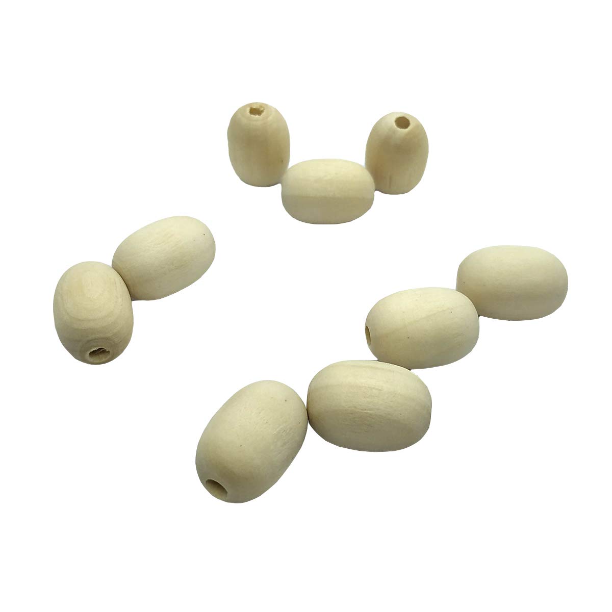 Natural Unfinished Wooden Beads - 20pcs Oval Egg Shaped Rugby Spacer Beads for DIY Jewelry Making, Crafts & Home Decor | Perfect for Necklaces, Bracelets, Scrapbooking & Gift Packaging