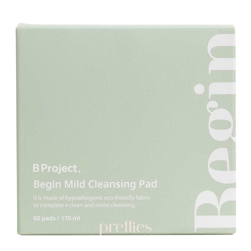 B Project Begin Mild Cleansing Pads - 60 Count (120ml) | Gentle Exfoliating Facial Pads for Sensitive Skin | Perfect for Daily Skincare Routine & Travel