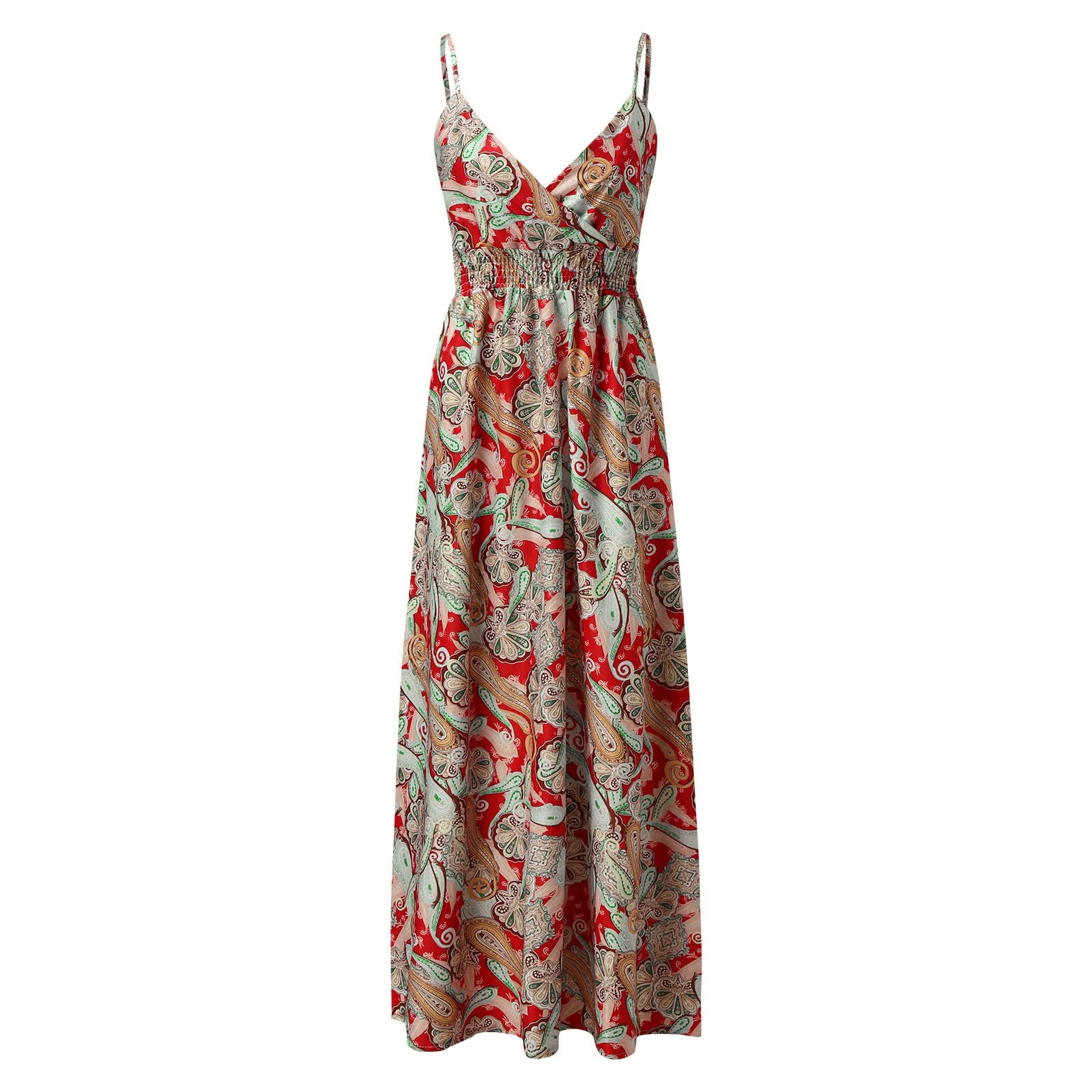 Women's Casual Floral Boho Dress - V Neck Sleeveless Ruffle Summer Maxi Dress for Beach, Vacation & Outdoor Parties | Lightweight Flowy Babydoll Style in Blue