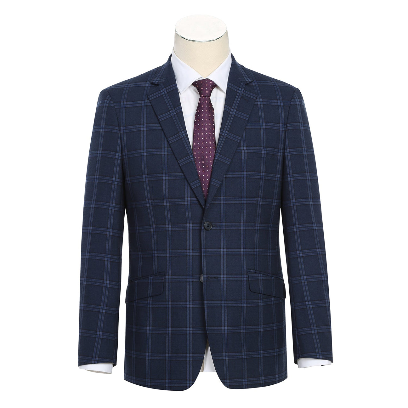 Renoir Alessandro Vitello Slim Fit Checked Navy Suit | Premium Men's Business Attire | Perfect for Office Meetings, Weddings & Formal Events