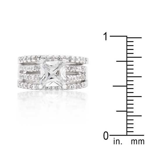 Princess Cut Cubic Zirconia Engagement Ring & Wedding Band Set - Sparkling Bridal Jewelry for Proposals, Anniversaries & Special Occasions