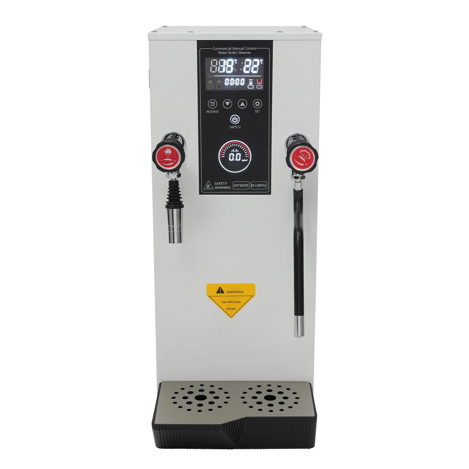 12L 3000W Commercial Electric Water Boiler with Timer & Removable Drip Tray, 110V Hot Water Dispenser for 0.1-0.4MPA Pressure - Perfect for Restaurants, Schools, Offices and Cafes (White)