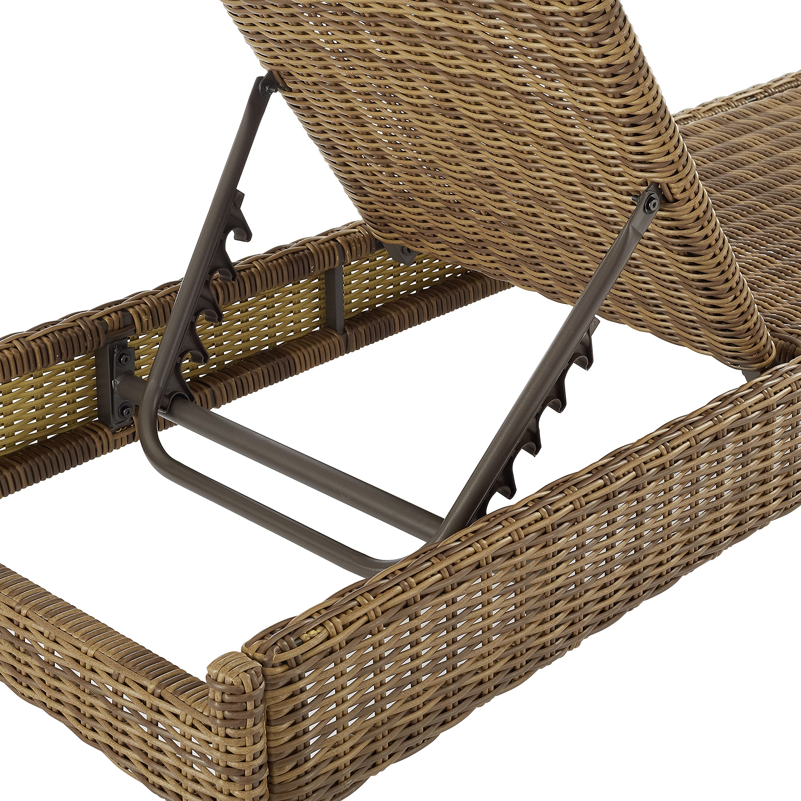 Crosley Bradenton Reclining Wicker Chaise Lounge Chair - Weather-Resistant Outdoor Furniture for Patio, Deck, Backyard & Poolside - Weathered Brown with Gray Cushions | Perfect for Sunbathing, Relaxing & Outdoor Lounging