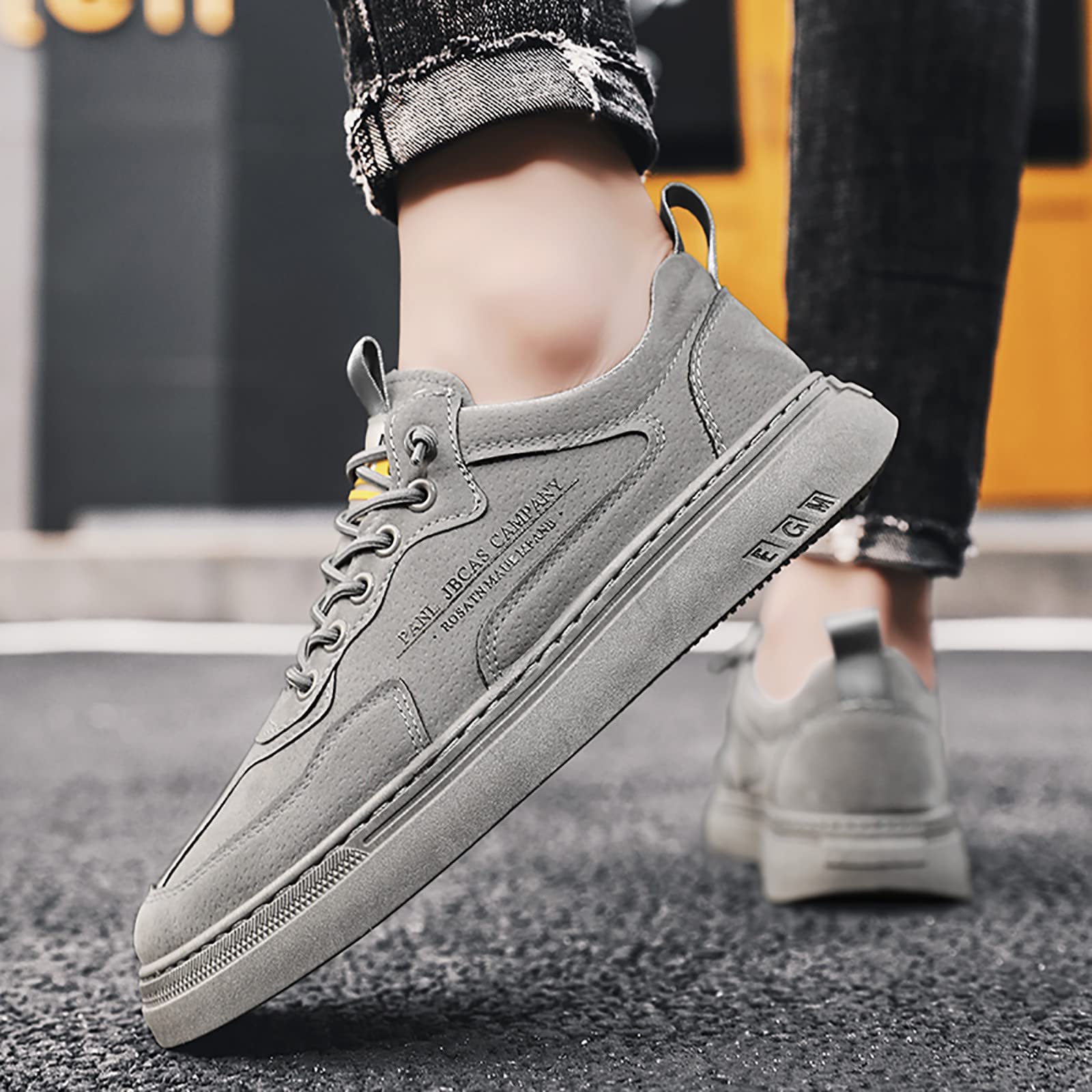 Men's Lightweight Running Shoes - Breathable Casual Trainers for Walking, Gym & Sports | Elegant Slip-On Loafers & Boat Deck Shoes | Soft Comfortable Sneakers for Men in Gray, UK Size 8 | Perfect for Work, Travel & Everyday Wear