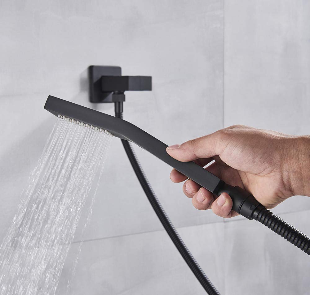 LED Rainfall Shower Head Set - Matte Black Wall Mounted Bathroom Faucet with Shower Mixer Tap - Perfect for Modern Bathroom & Spa Experience