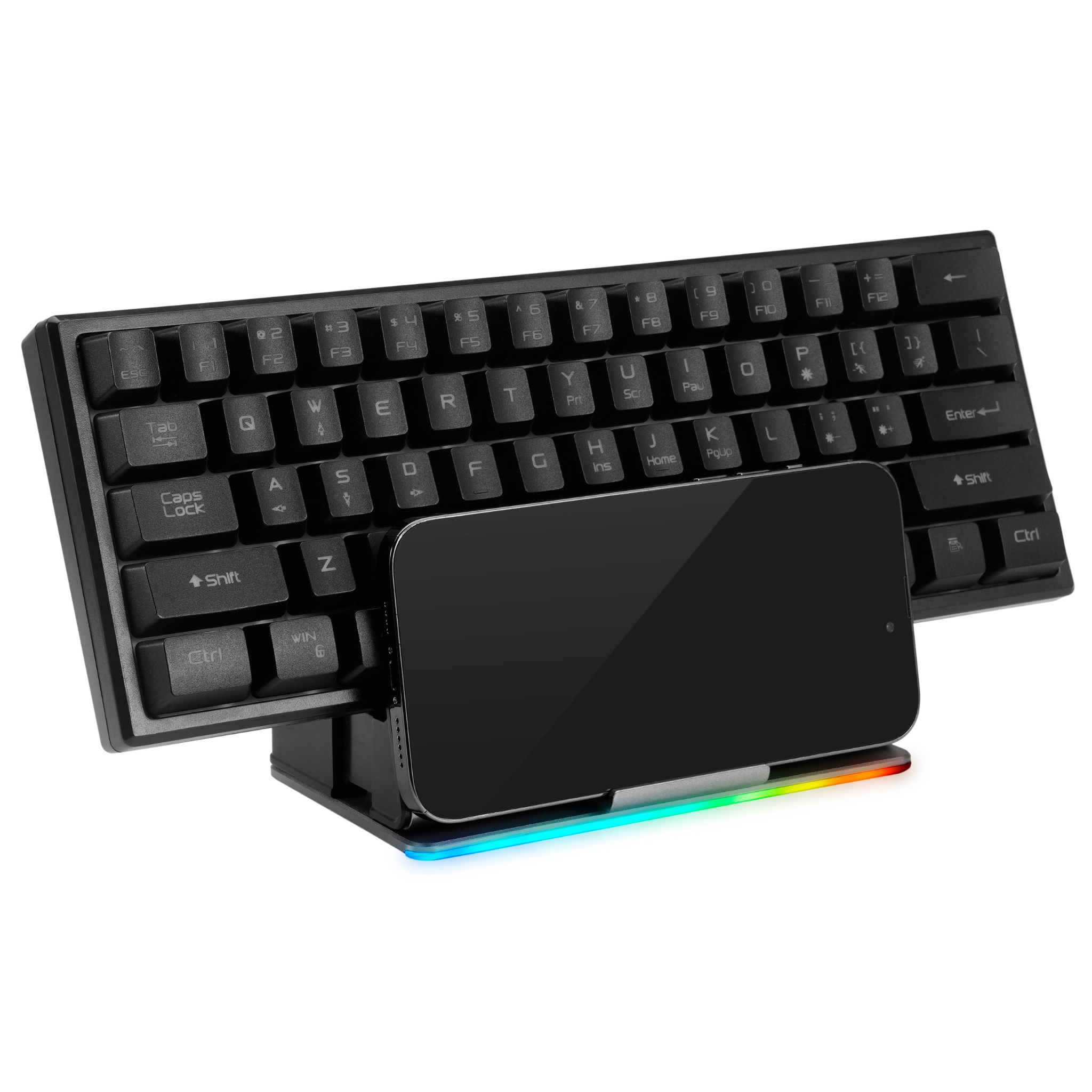 Universal RGB Device Organizer - Cable Management Solution for Desk, Gaming Setup & Home Office | Durable Multi-Device Holder with LED Lights for Phones, Tablets & Accessories