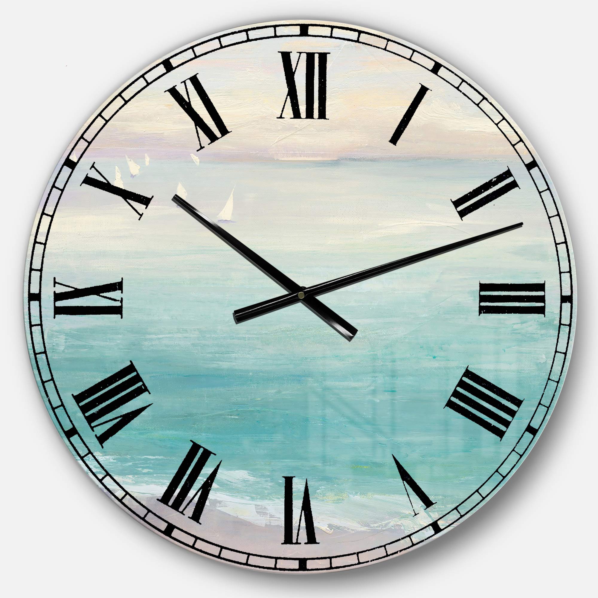 Designart Coastal Wall Art Traditional Round Wall Clock - Metal Home Decor for Living Room, Bedroom, Office | Perfect for Beach House, Coastal Decor & Modern Interiors