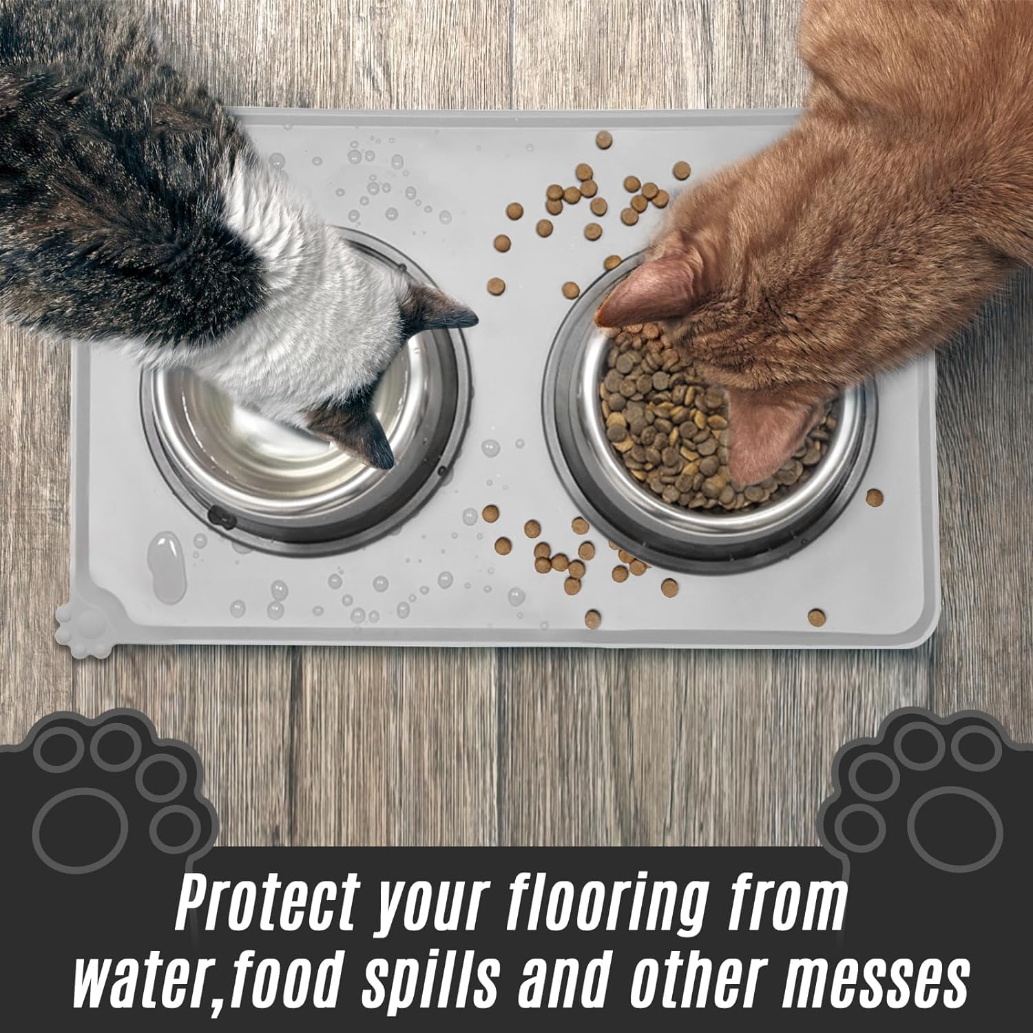 Waterproof Non-Slip Pet Feeding Mat for Dogs & Cats - Easy Clean Bowl Placemat (18.5