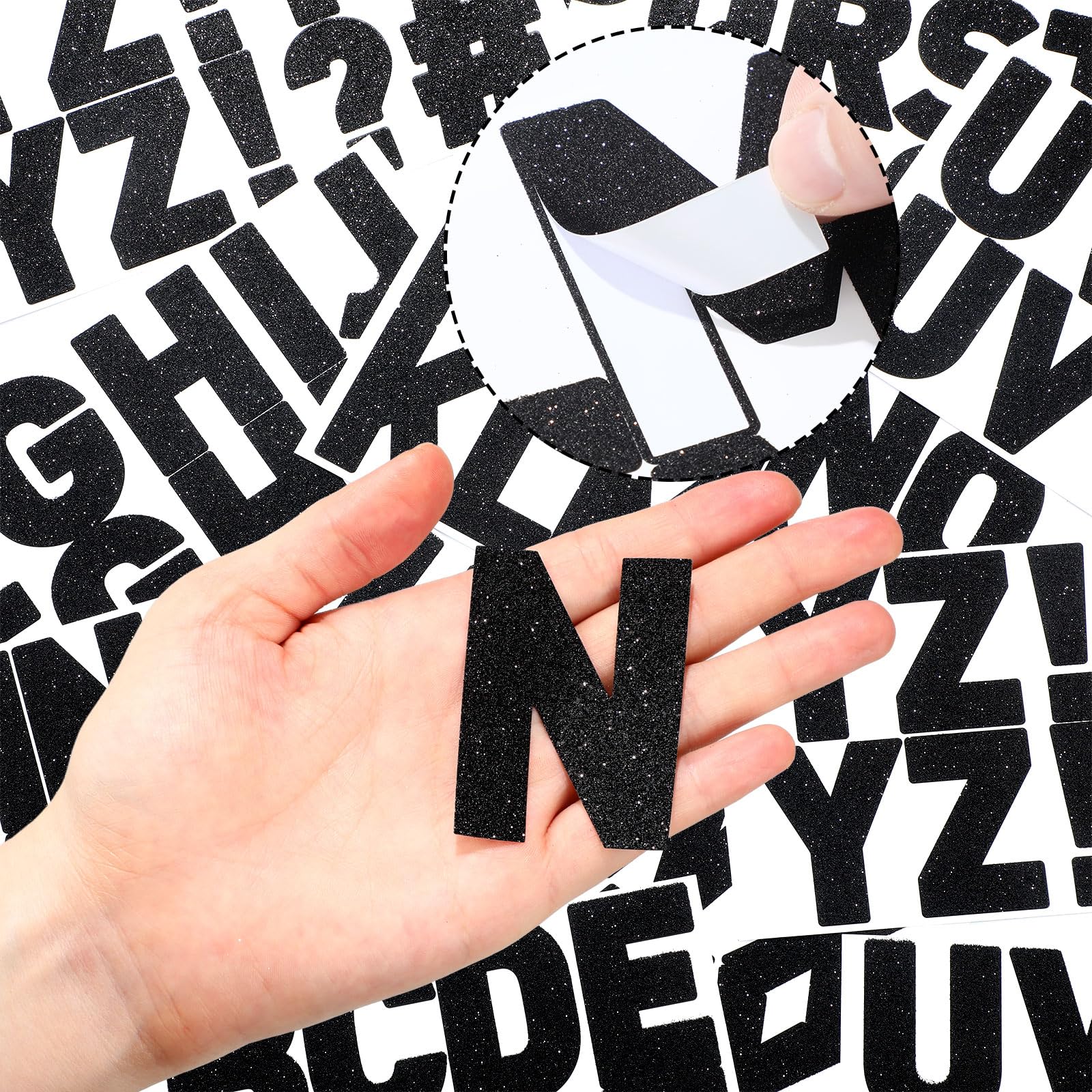 Harloon 232 Pcs Large Glitter Letter Stickers - 24 Sheets Self-Adhesive Alphabet Letters Kit (2.5 Inch, Black) for Mailbox, Bulletin Boards, Classroom & Home Decor - Perfect for DIY Crafts, Scrapbooking & Party Decorations