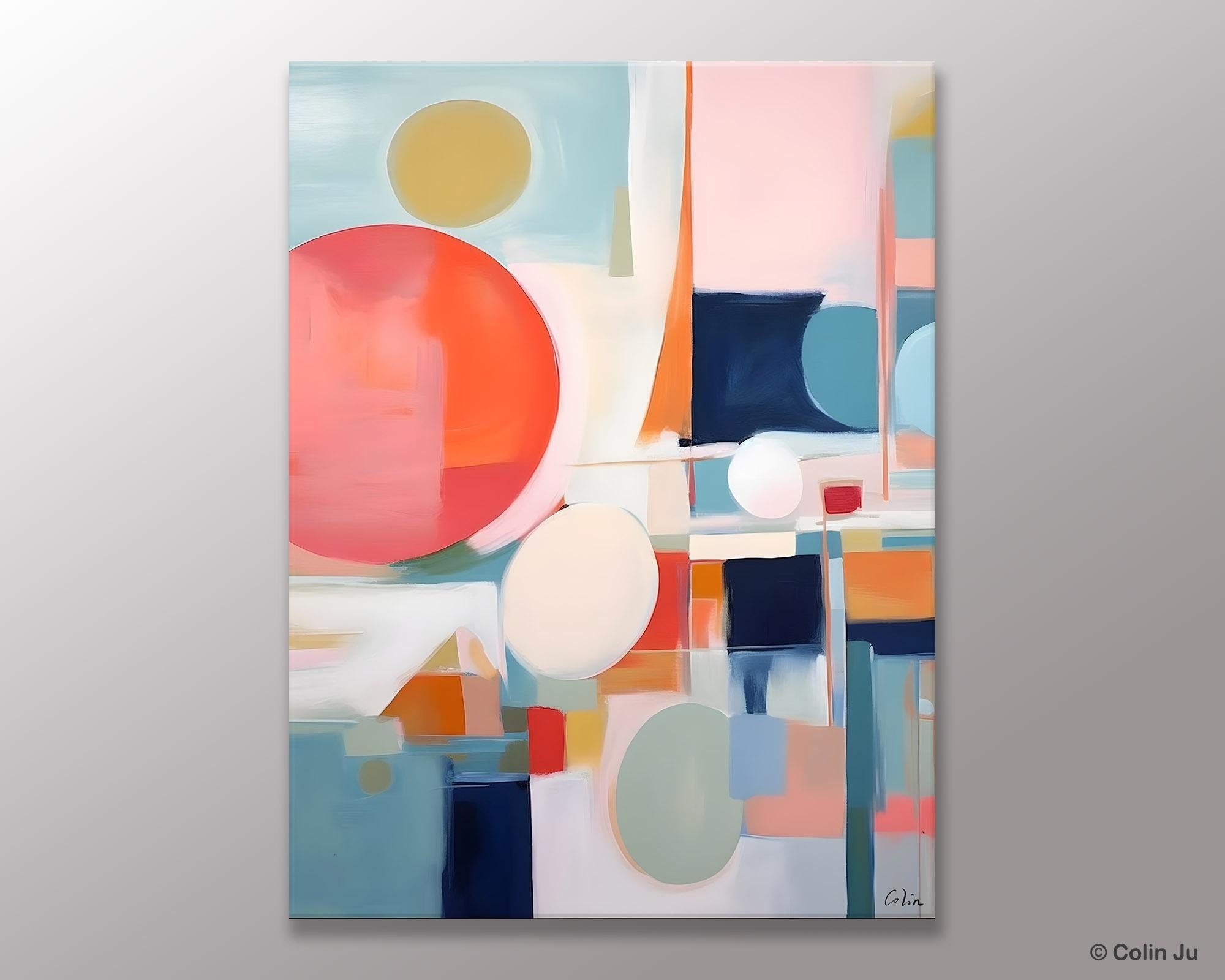 Large Contemporary Wall Art - Acrylic Painting on Canvas - Extra Large Modern Abstract Artwork for Dining Room Decor - Original Handmade Painting for Living Room, Bedroom & Office