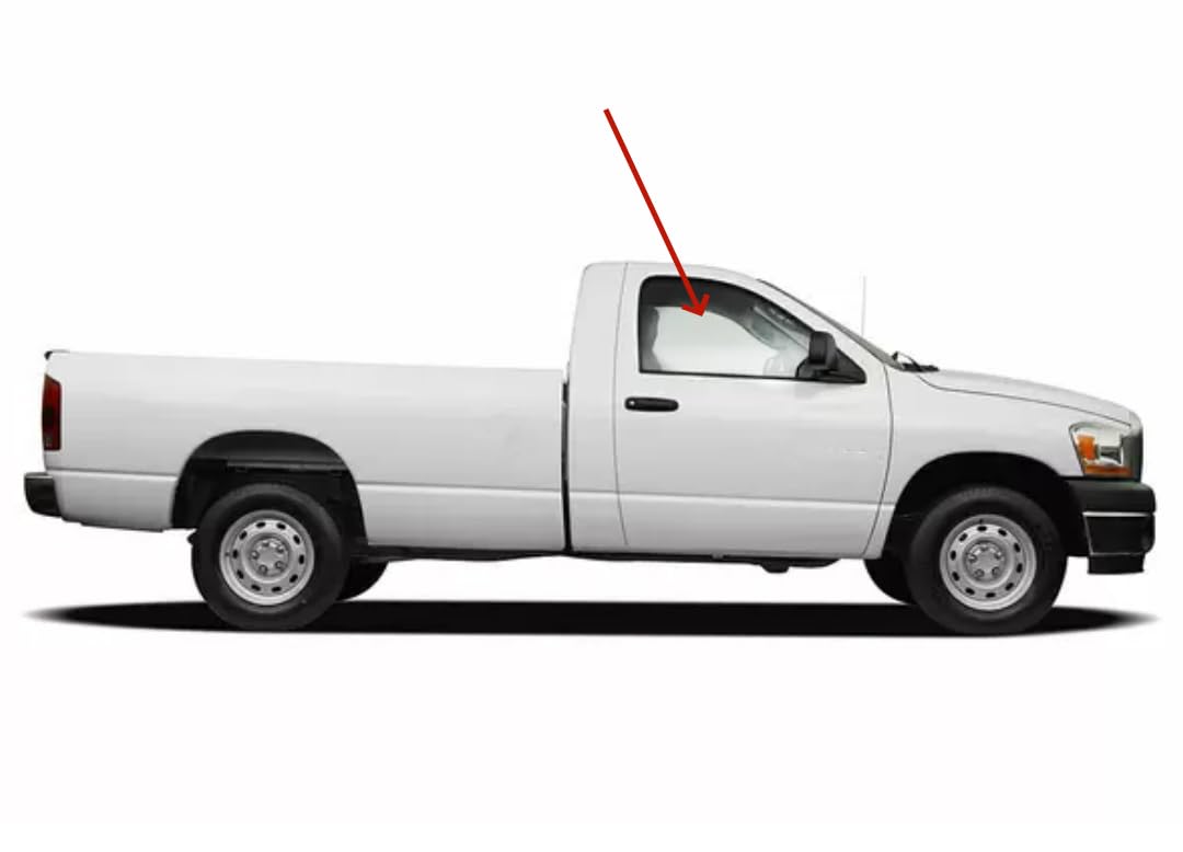 Replacement Passenger Side Front Door Window Glass for 2002-2008 Dodge Ram 1500 & 2003-2009 Ram 2500/3500/4500/5500 Pickup Trucks - Right Side Window Repair Part for Standard Cab 2-Door Models - Perfect for Cracked/Broken Window Replacement