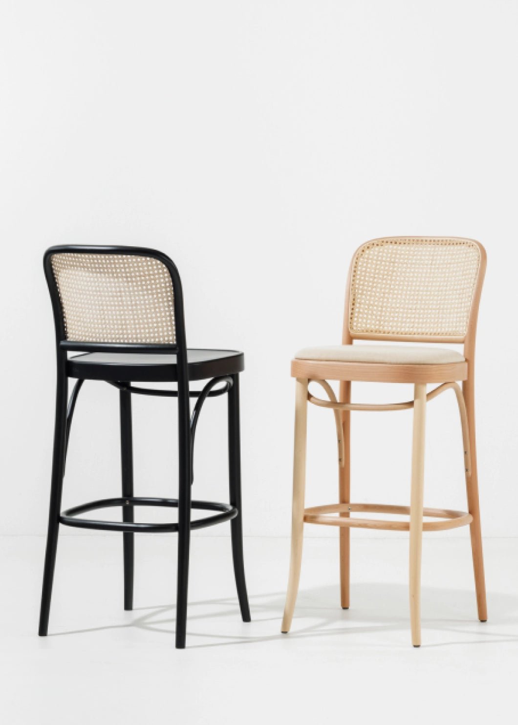 TON No. 811 Bentwood Stool with Cane Back - Mid-Century Modern Wooden Chair for Dining Room, Kitchen Island & Home Decor