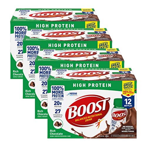 High Protein Chocolate Nutritional Drink - 20g Protein, Vitamins & Minerals for Muscle Health & Energy - 25% Less Sugar - 8oz Bottles (12 Pack of 4) - Perfect for Post-Workout Recovery & Active Lifestyle