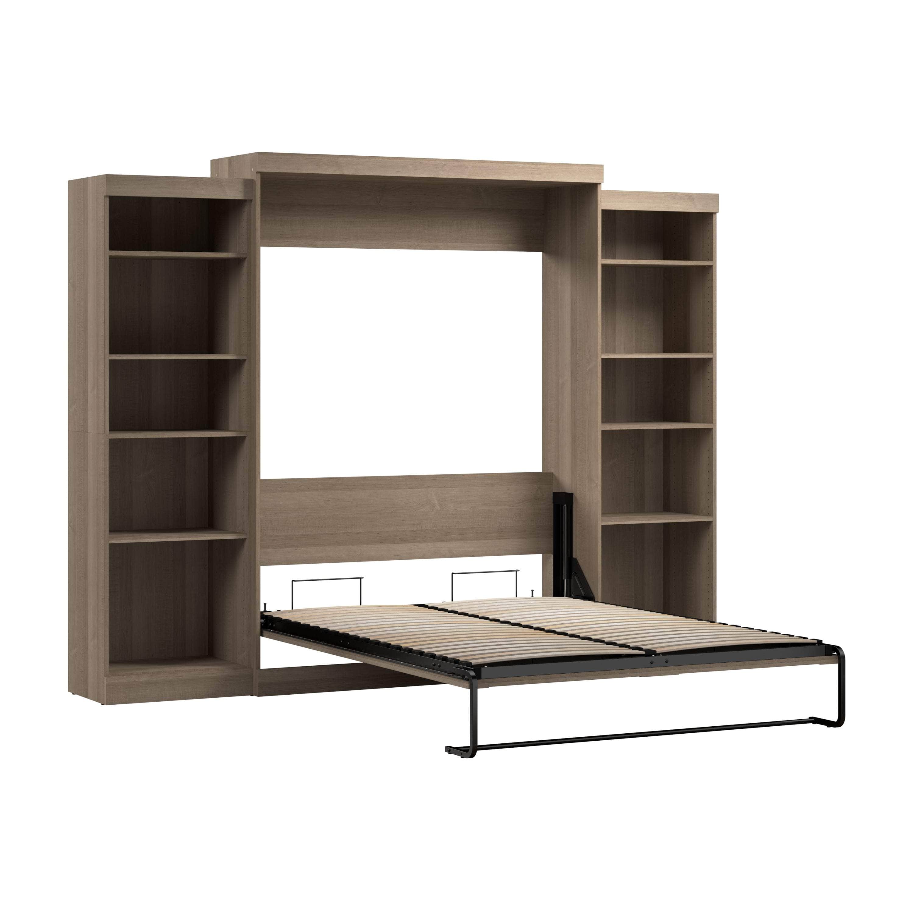 Pur Queen Murphy Wall Bed with 2 Storage Units (115W) - 7 Color Options | Space-Saving Foldable Bed for Small Apartments, Guest Rooms & Home Offices