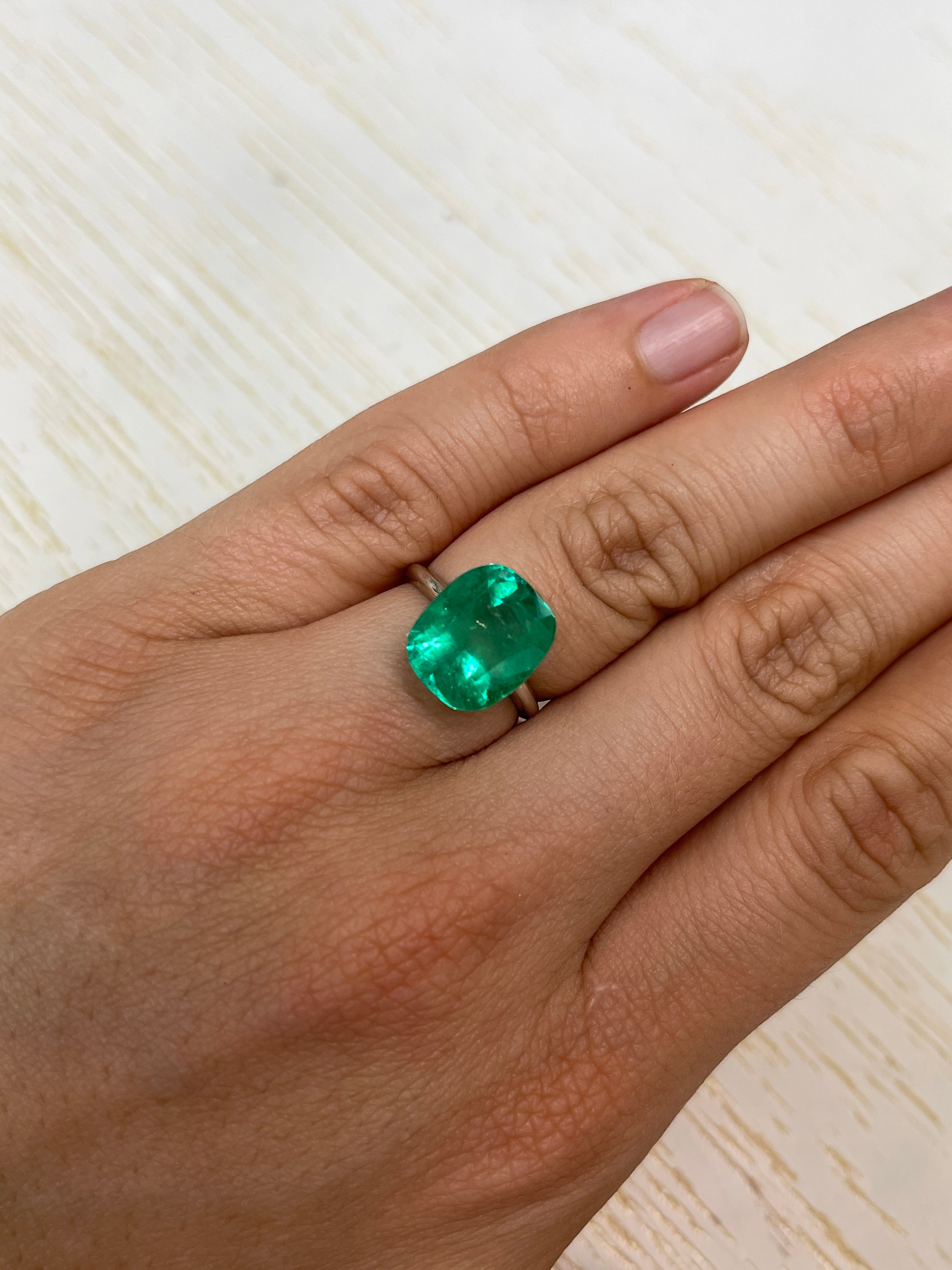 7.08 Carat 13x11mm Muzo Green Natural Colombian Loose Emerald Gemstone - Cushion Cut for Jewelry Making, Engagement Rings & Luxury Gifts