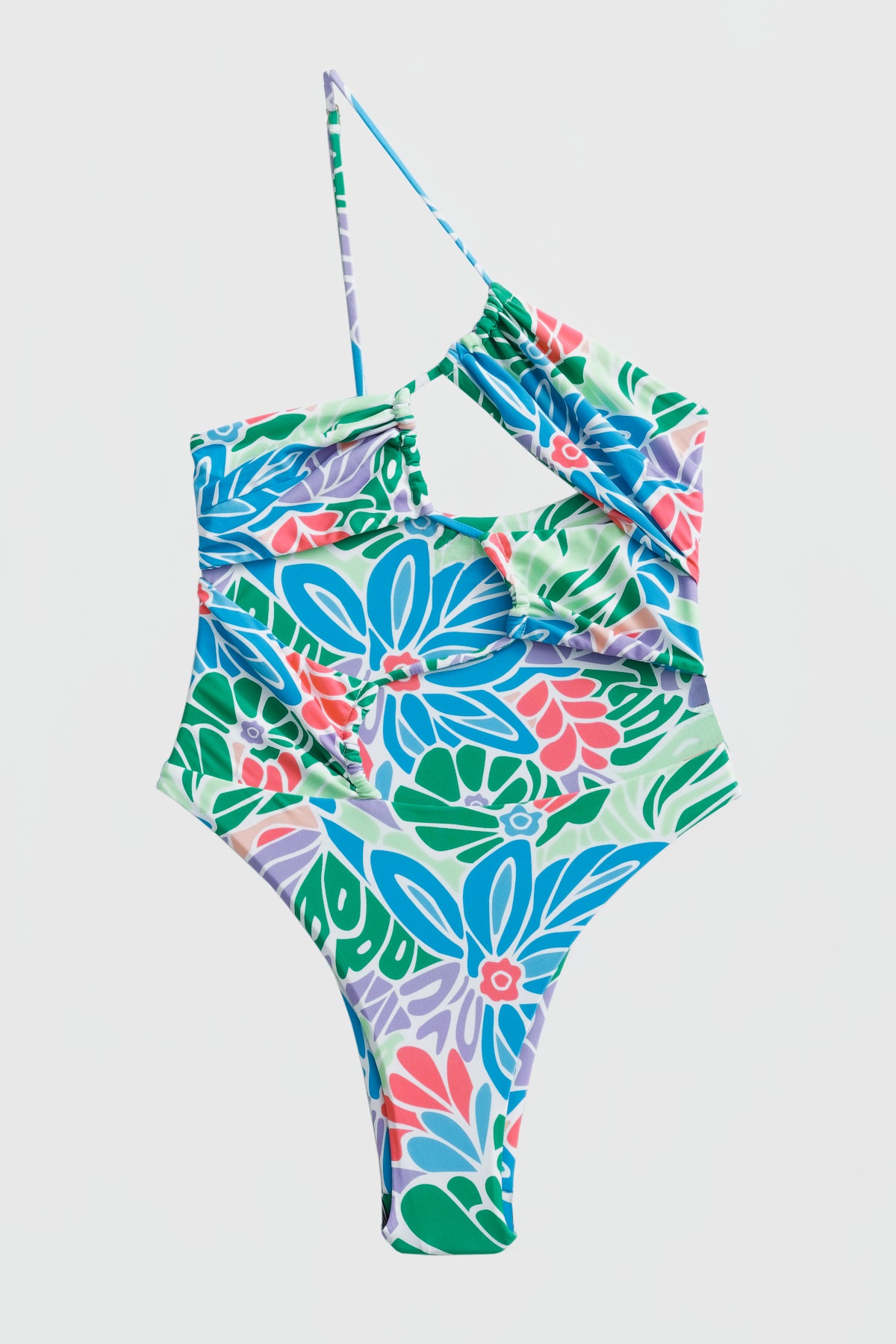 Biscayne One Piece Swimsuit - Aqua Floral Print Women's Bathing Suit for Beach, Pool & Summer Vacations