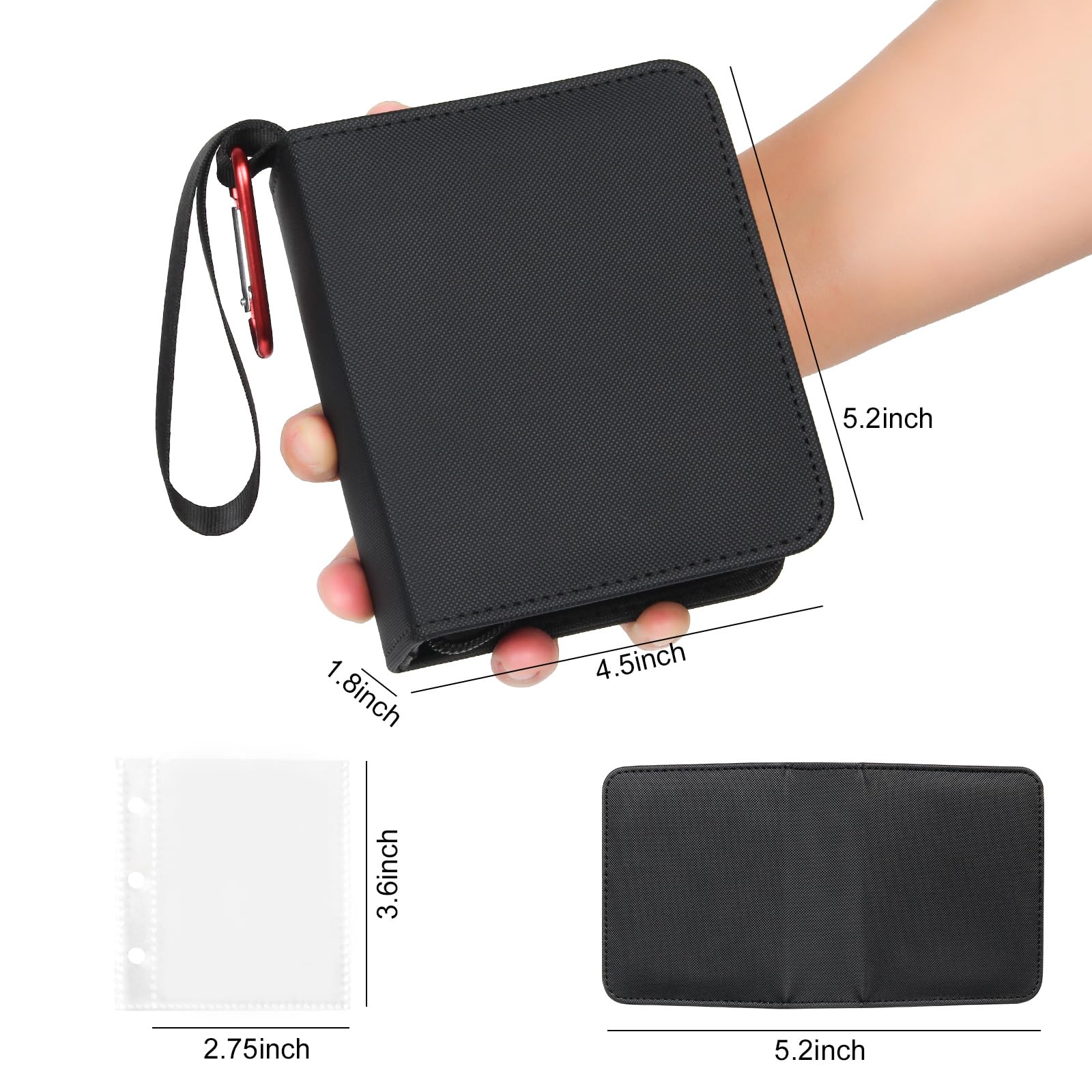 GEAoffice Small 1 Pocket Trading Card Binder - 80 Pockets Mini Card Album Book with 40 Removable Sleeves - Top Loading Binder for TCG, MTG, Black Cards - Perfect for Collectors, Gamers & Trading Card Storage