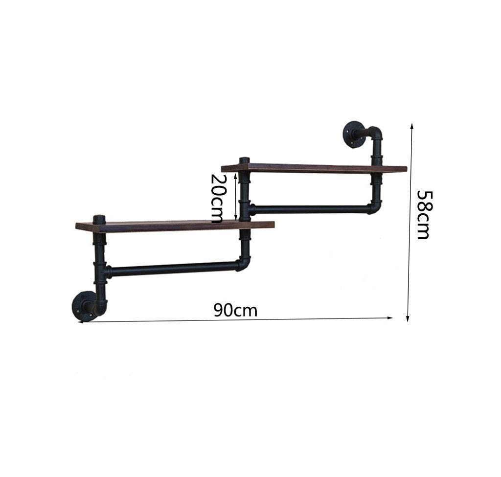 Solid Wood Wall-Mounted Towel Rack & Bathroom Shelf - Black Iron Art Storage Tower with Hooks for Towels, Plants & Decor | Perfect for Bathroom, Living Room & Bedroom Organization