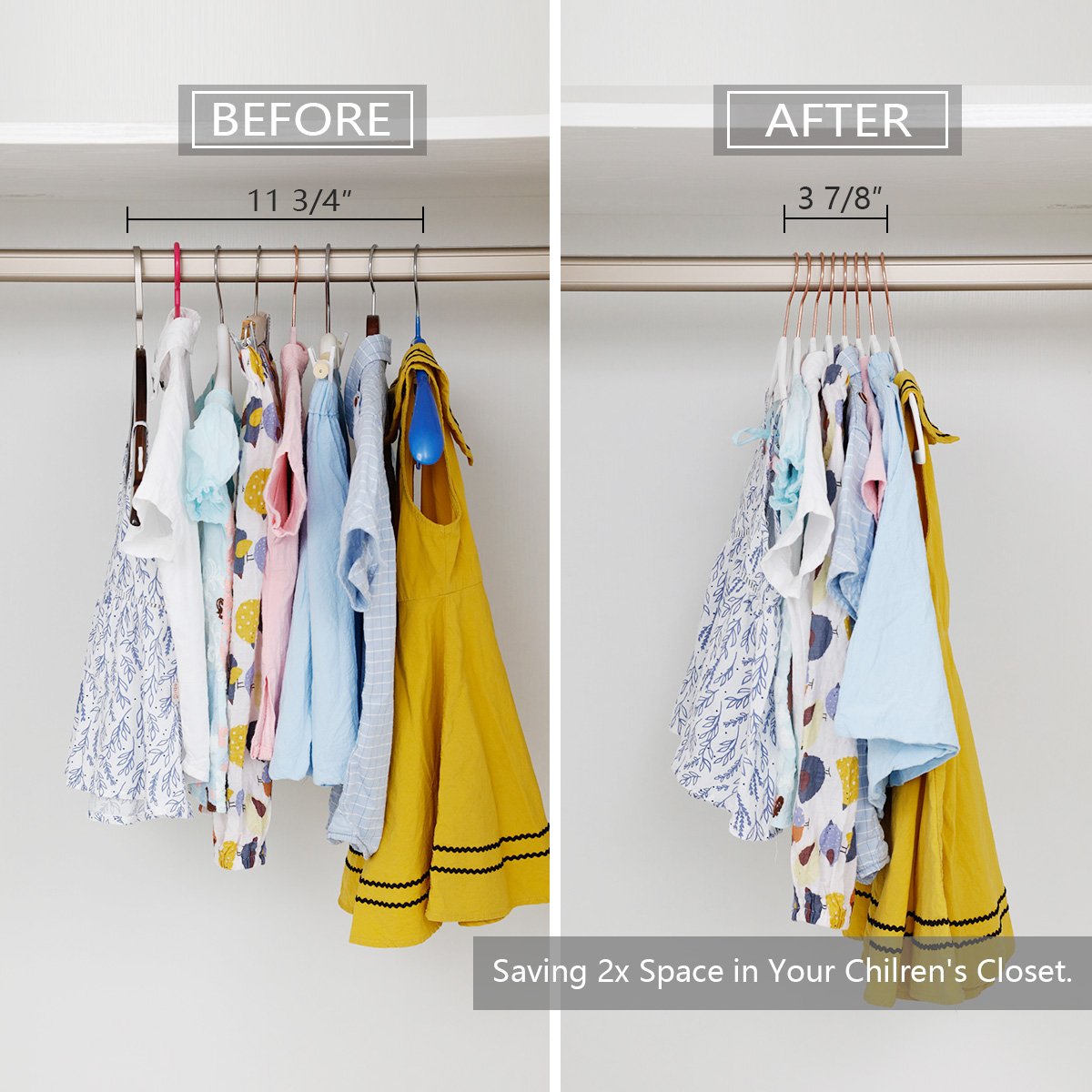 MIZGI Premium Kids Velvet Hangers - 50 Pack (14 Inch) with Rose Gold Hooks, Space-Saving Non-Slip Closet Hangers for Children's Clothes, Dresses, Skirts & Pants - Perfect for Organizing Kids' Wardrobes & Small Closets