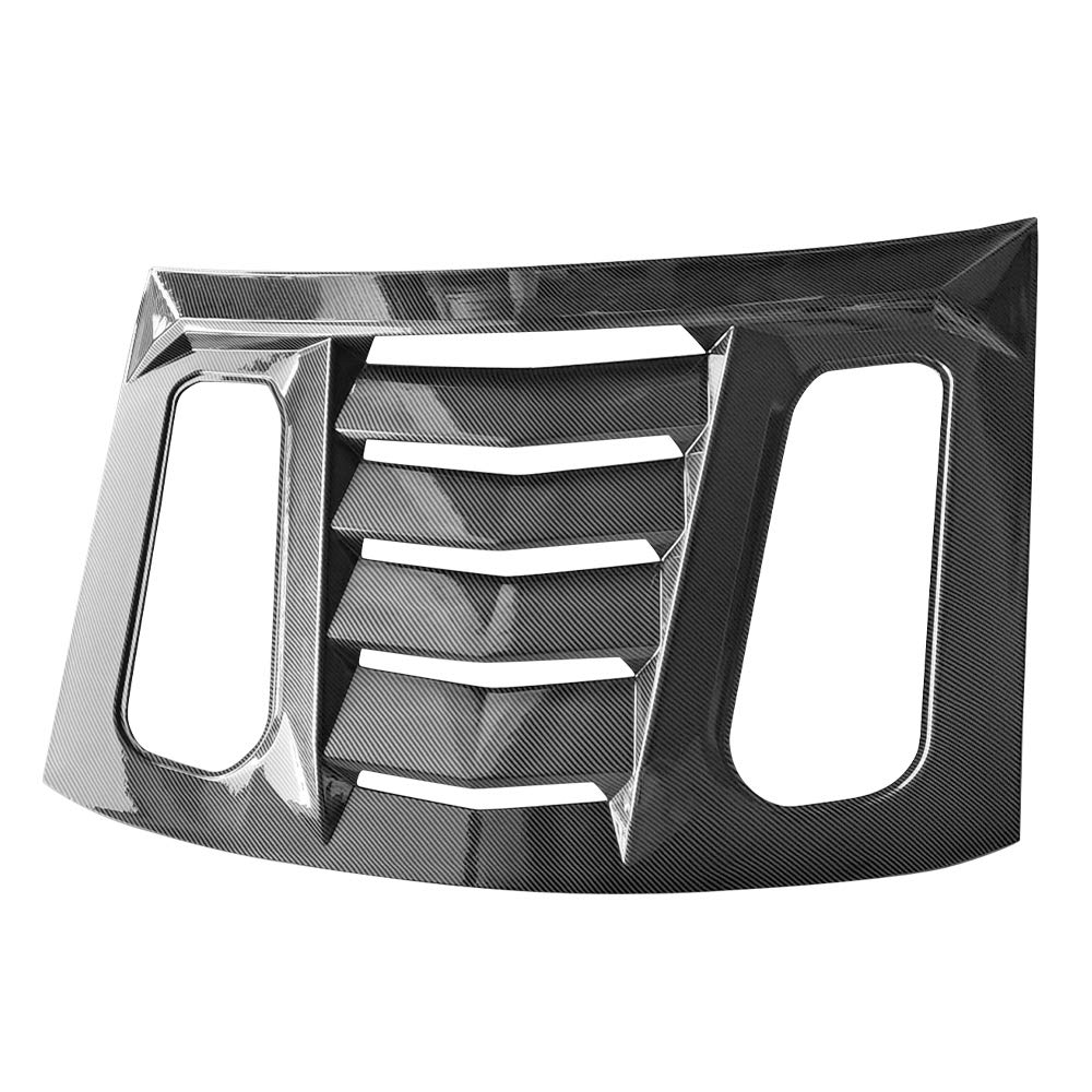 IKON MOTORSPORTS Rear Window Louver for 2016-2024 Chevy Camaro | Carbon Fiber Print Sun Shade & Windshield Scoop | Perfect for Summer Driving & Car Shows