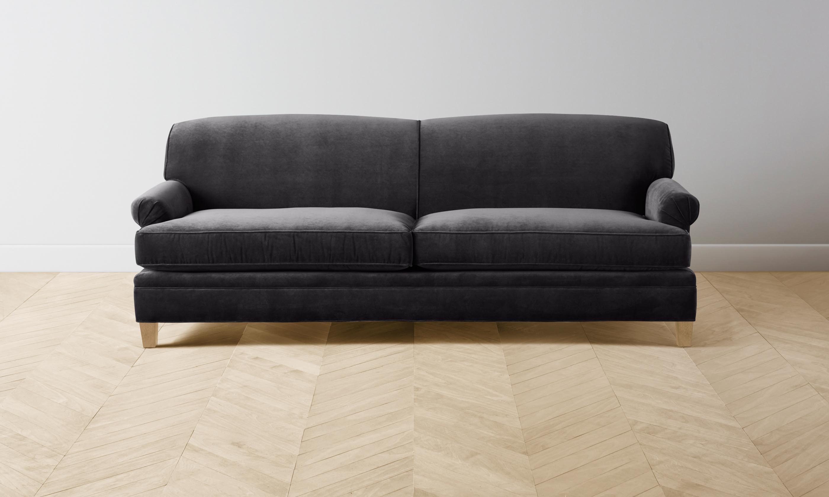 Luxury Carmine Sofa - Performance Velvet Upholstery in Slate Gray | Modern Living Room Furniture for Home & Office