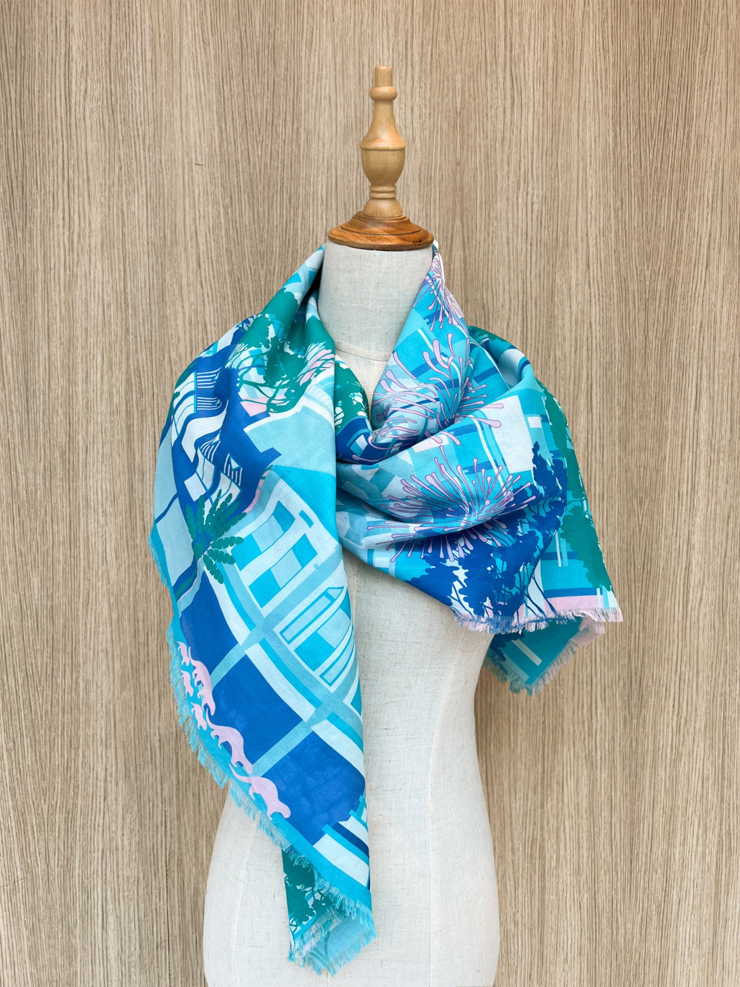 Elegant A City in a Garden Cotton Scarf - Lightweight & Breathable Fashion Accessory for Women - Perfect for Travel, Office, and Everyday Wear