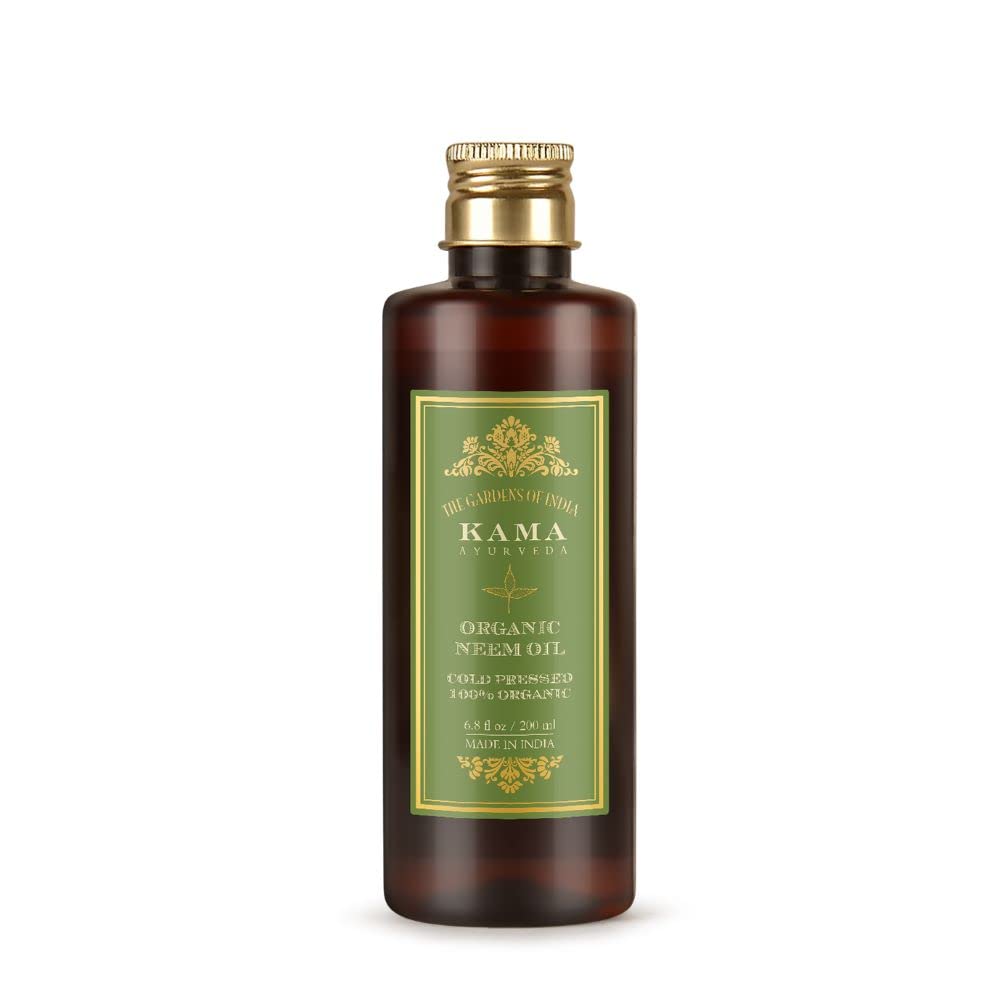 Organic Neem Oil by Kama Ayurveda - 200ml | Pure, Natural & Chemical-Free | For Hair Care, Skin Treatment & Plant Protection