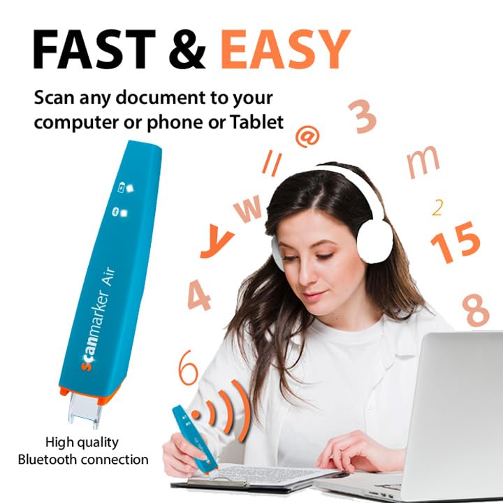 Scanmarker Air Pen Scanner - Wireless OCR Digital Highlighter & Reader for Mac, Windows, iOS, Android - Perfect for Students, Researchers & Professionals (Blue)