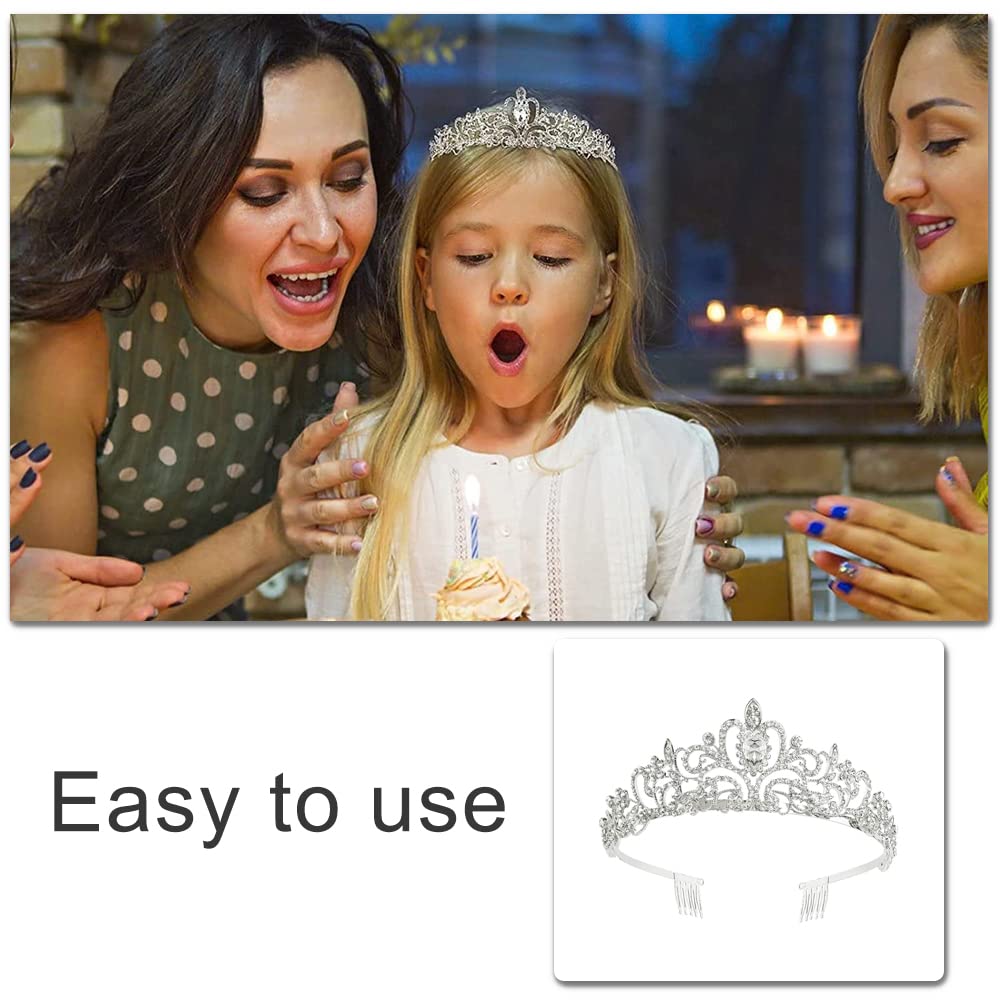 Sparkling Crystal Rhinestone Tiara Crown Headband with Comb - Elegant Bridal Princess Hair Accessory for Women | Perfect for Weddings, Birthdays, Anniversaries & Special Occasions