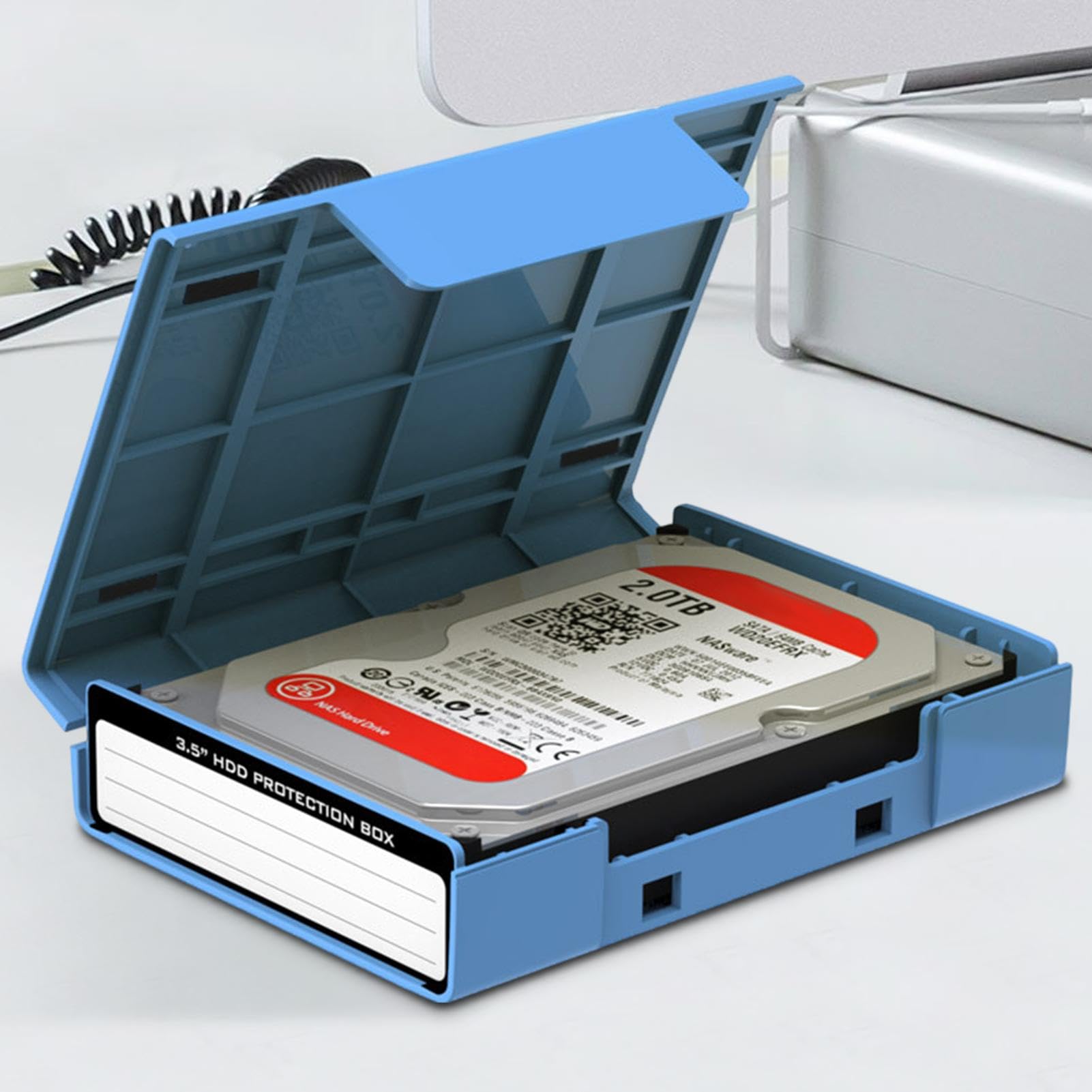 3.5 Inch Shockproof & Dustproof Hard Drive Enclosure Case - External HDD Storage Box for Computer Data Backup, Gaming, CCTV DVR, NAS & Server Use