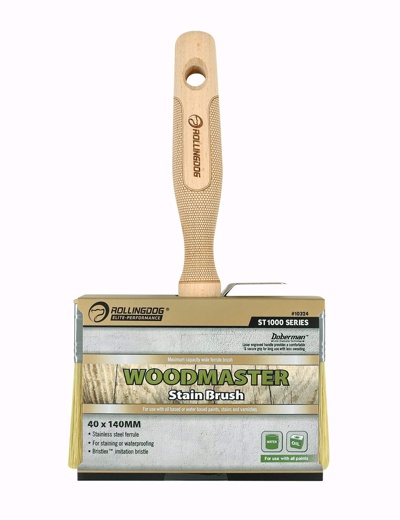ROLLINGDOG 5.5 Inch Deck Stain Brush - Premium Limewash & Paint Brush with Wooden Handle for Wood, Fence, Floor, Wall Painting - Perfect for Deck Staining, Exterior Wood Finishing & DIY Home Projects