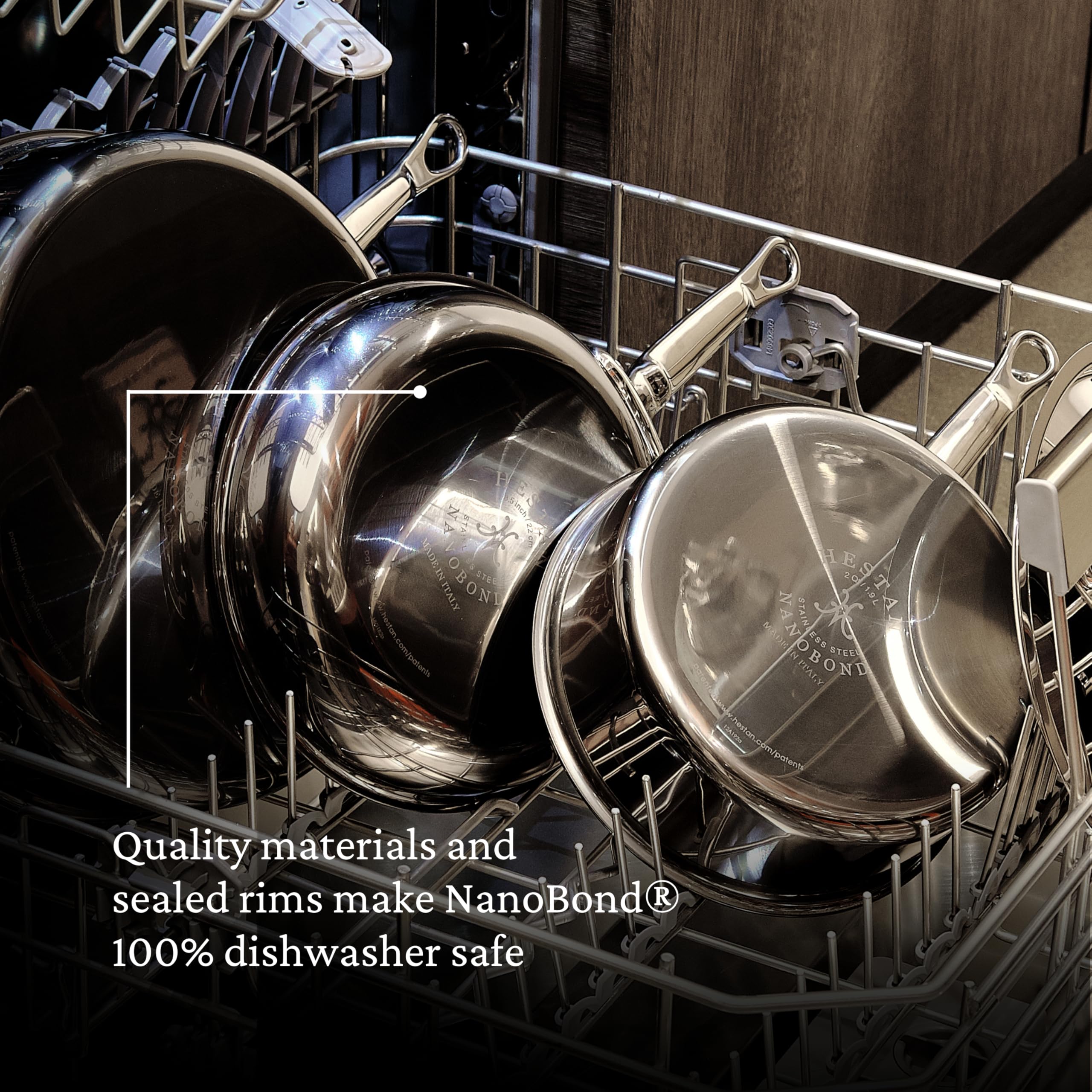 Hestan NanoBond Titanium Stainless Steel 3.5-Quart Sauté Pan with Lid - PFAS & Chemical-Free Non-Toxic Cookware - Induction Compatible - Perfect for Sautéing, Frying & Healthy Cooking