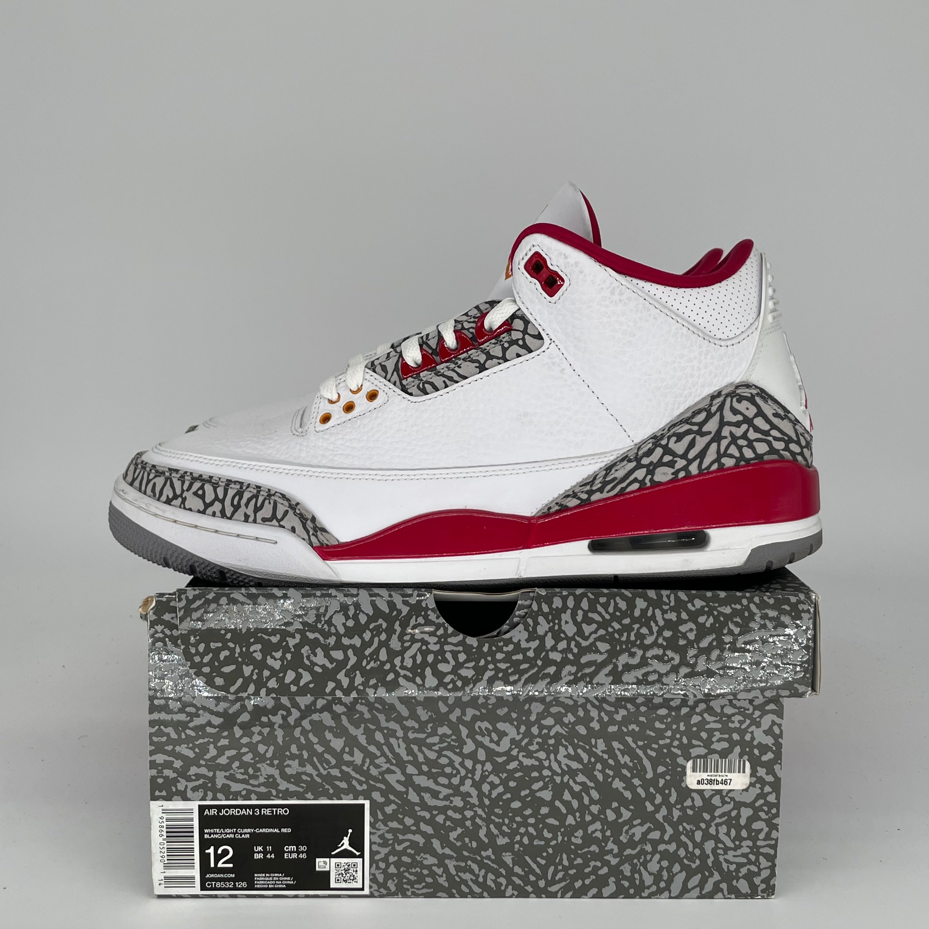 AIR JORDAN 3 CARDINAL Men's Basketball Shoes Size 12 - Retro Style Sneakers CT8532-126 | Perfect for Streetwear, Casual Outfits & Basketball Games