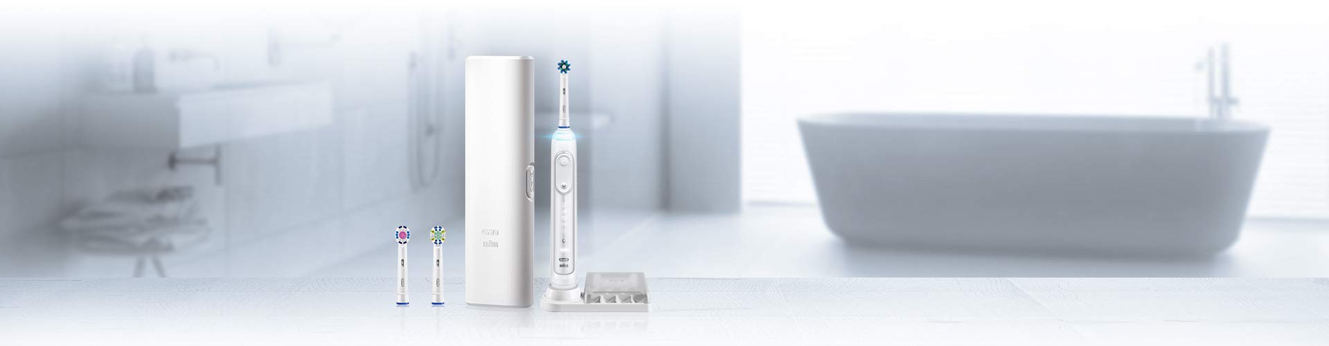 Oral-B 7500 Electric Toothbrush with 3 Replacement Brush Heads & Travel Case - Smart Pressure Sensor, Bluetooth Connectivity, White - Perfect for Travel, Home & Daily Oral Care