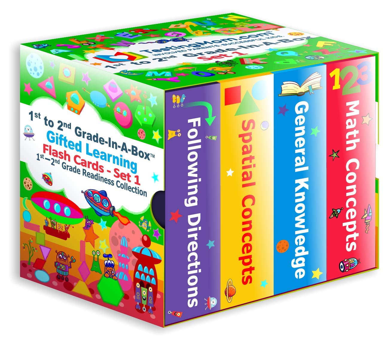 Educational Flash Cards Bundle for Kids Ages 6-8 - Cognitive Learning, Math, Spatial Concepts & Direction Following Cards - Perfect for Grade 1-2 CogAT, OLSAT, NNAT Test Prep - Ideal for Homeschooling & Classroom Learning Activities