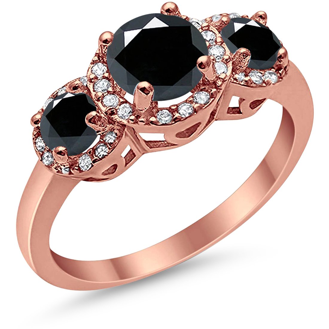 3 Stone Halo Wedding Ring - 925 Sterling Silver Cubic Zirconia Engagement Ring for Women - Perfect for Bridal, Anniversary & Valentine's Day Gifts