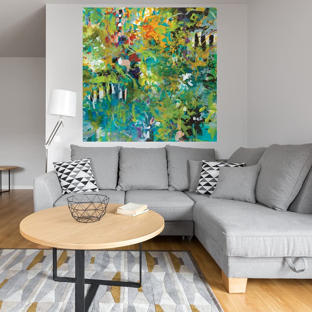 Fine Art Canvas Garden Gate Wall Decor by Artist Jan Weiss - Ready to Hang 22x22 Inch - Perfect for Living Room, Bedroom, Office & More - Elegant Home Decor for Modern Interiors