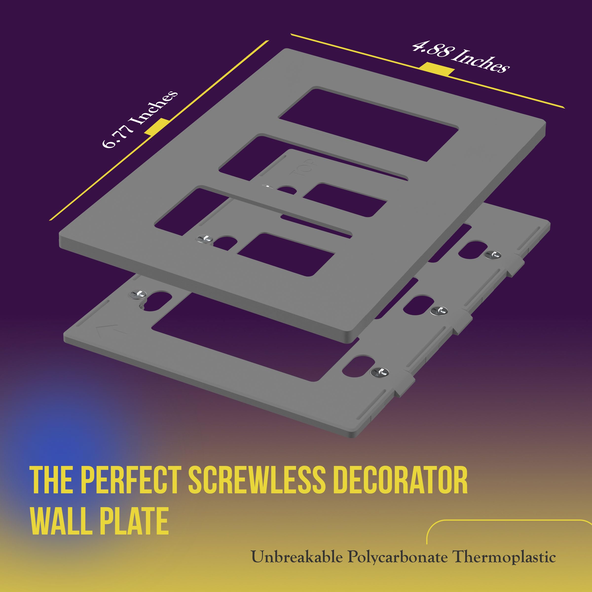 ENERLITES Screwless Decorator Wall Plates - Child Safe Outlet Covers, Glossy Finish, Medium Size 3-Gang (4.88