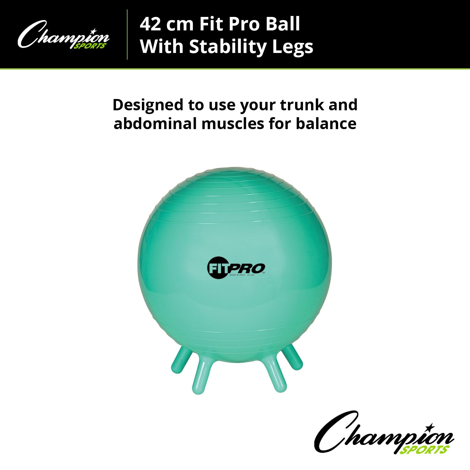 Champion Sports Fitpro Exercise Stability Ball with Legs for Core Workouts, Yoga & Home Gym Fitness Training