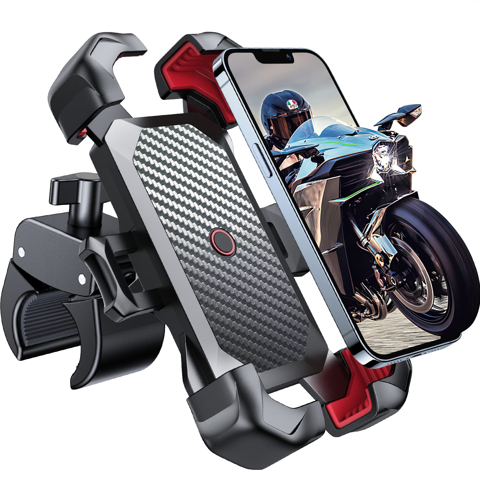 JOYROOM Motorcycle Phone Mount - 1 Second Auto Lock, 100mph Military Anti-Shake Bike Phone Holder for Bicycle - 10 Second Quick Install Handlebar Phone Mount Compatible with iPhone Samsung & All Smartphones - Perfect for Motorcycle Riding, Biking & Outdoor Adventures