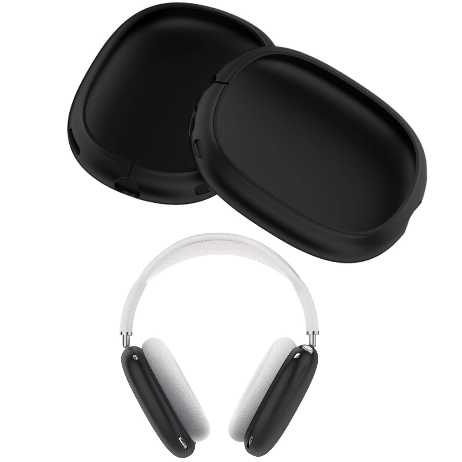 AirPod Max Silicone Ear Pads - Black, Comfortable & Durable for Travel & Work