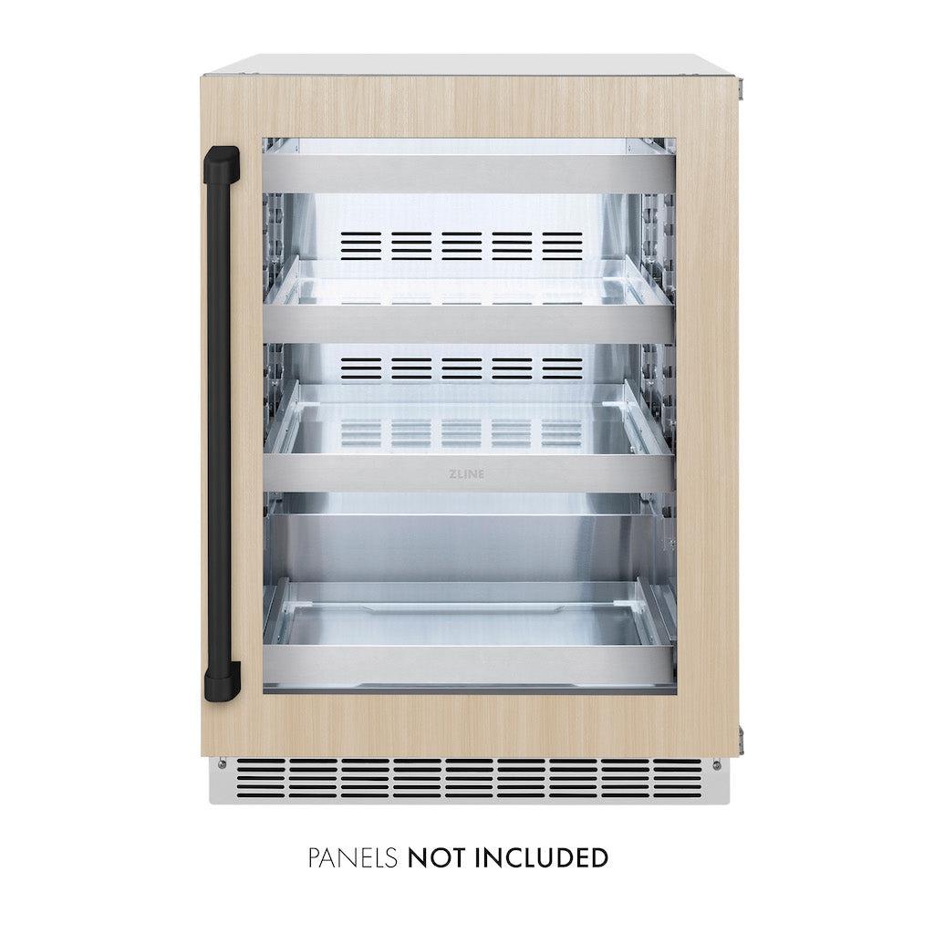 ZLINE Autograph Edition 24 Inch Built-In Beverage Refrigerator - Panel Ready Glass Door with Matte Black Handle - Perfect for Home Bar, Kitchen, or Office - Energy Efficient Mini Fridge for Drinks and Snacks (Model RBSPOZ 24 MB)