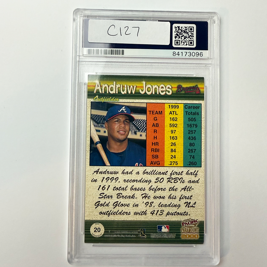 Andruw Jones Signed 2000 Pacific Paramount #20 Baseball Card - PSA Certified Authentic Auto - Collectible Sports Memorabilia for Fans and Investors
