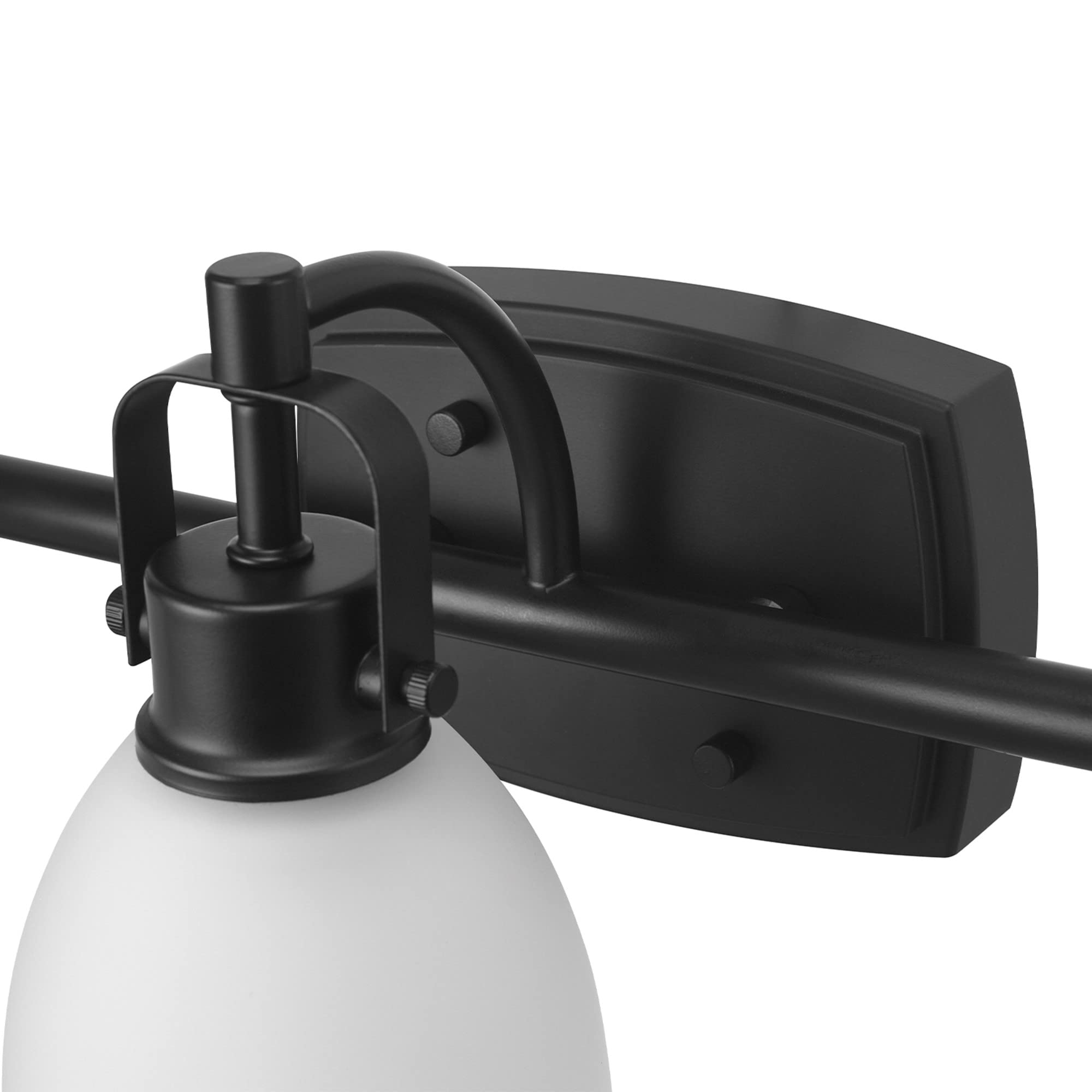 Globe Electric 52090 Gilroy 3-Light 25W LED Vanity Light with Adjustable Color Temperature (3000K-4000K-5000K) - Matte Black Finish, Frosted Glass Shades, 1780 Lumens, Energy Star Certified - Perfect for Bathroom, Dressing Room & Vanity Mirror Lighting