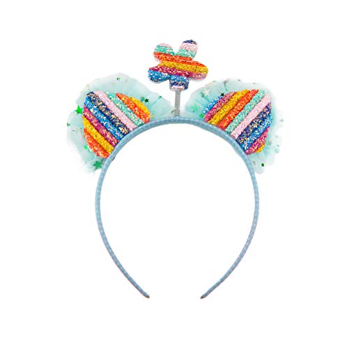 Sparkly Cat Ear Headbands with Sequins - Glitter Hair Bands for Women & Girls | Perfect for Parties, Cosplay, Halloween & Festivals (Sky Blue)