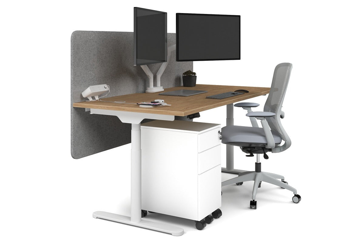 Flexi Premium Height Adjustable Single Workstation Desk - 1600L x 800W with Cable Management Scallop | Ergonomic Standing Desk for Home Office & Workspace