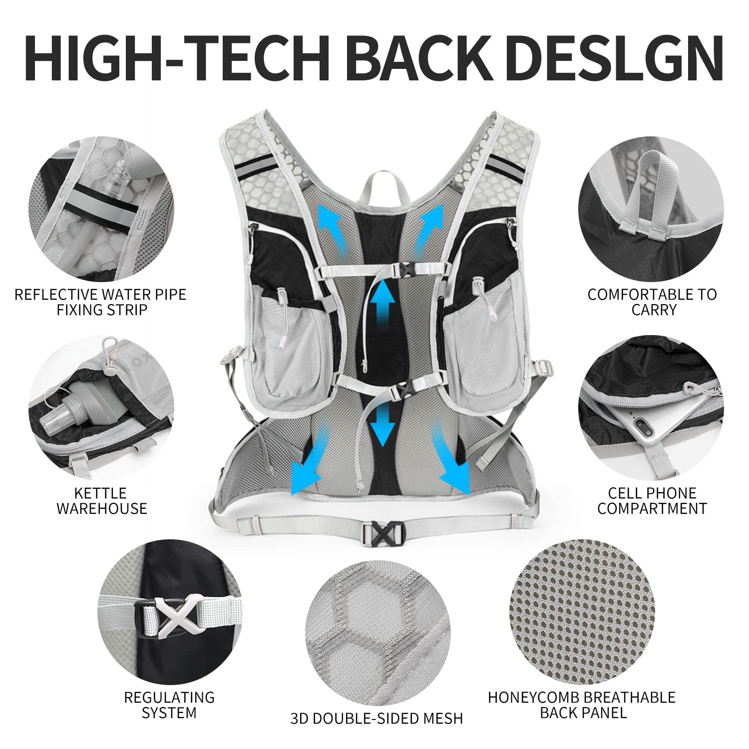 **IX INOXTO Hydration Pack Backpack - Lightweight 2L Leakproof Water Backpack with Hydration Bladder for Men & Women - Perfect for Running, Hiking, Trail & Outdoor Adventures**    *(Use Cases: Ideal for marathon runners, hikers, cyclists, and outdoor enthusiasts who need hands-free hydration during long-distance activities.)*